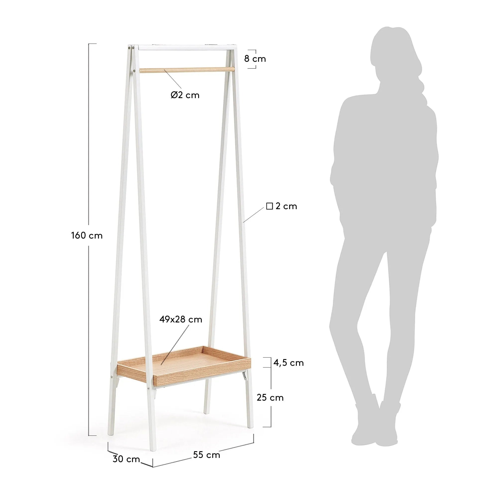 Stilvolle Garderobe mit Metallrahmen und Eichenfurnier, ideal für kleine Räume. Funktional und dekorativ.