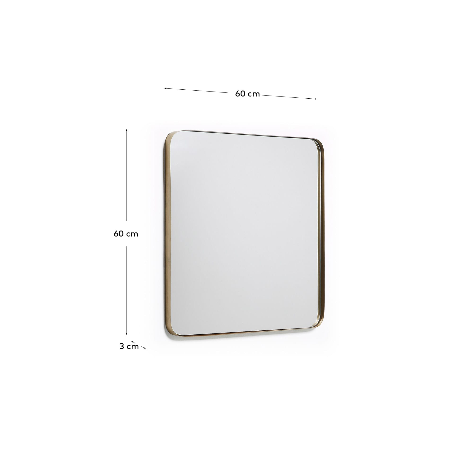Eleganter Marco Spiegel 60x60 cm in Gold von Kave Home, ideal für stilvolle und moderne Wohnräume.