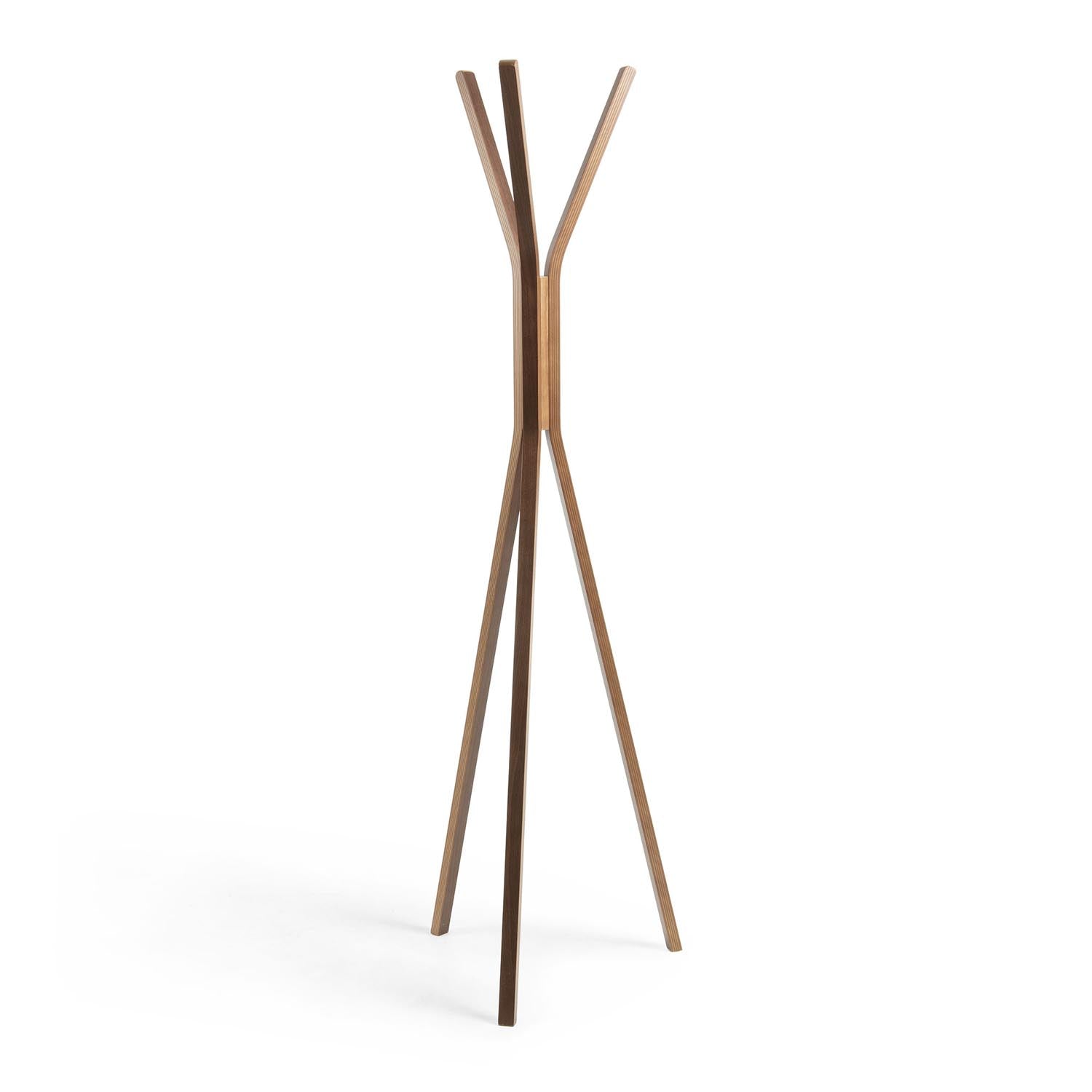 Eleganter Chelsey Kleiderständer aus Kautschukholz, 170 cm hoch, mit Nussbaum-Finish – stilvoll und funktional.