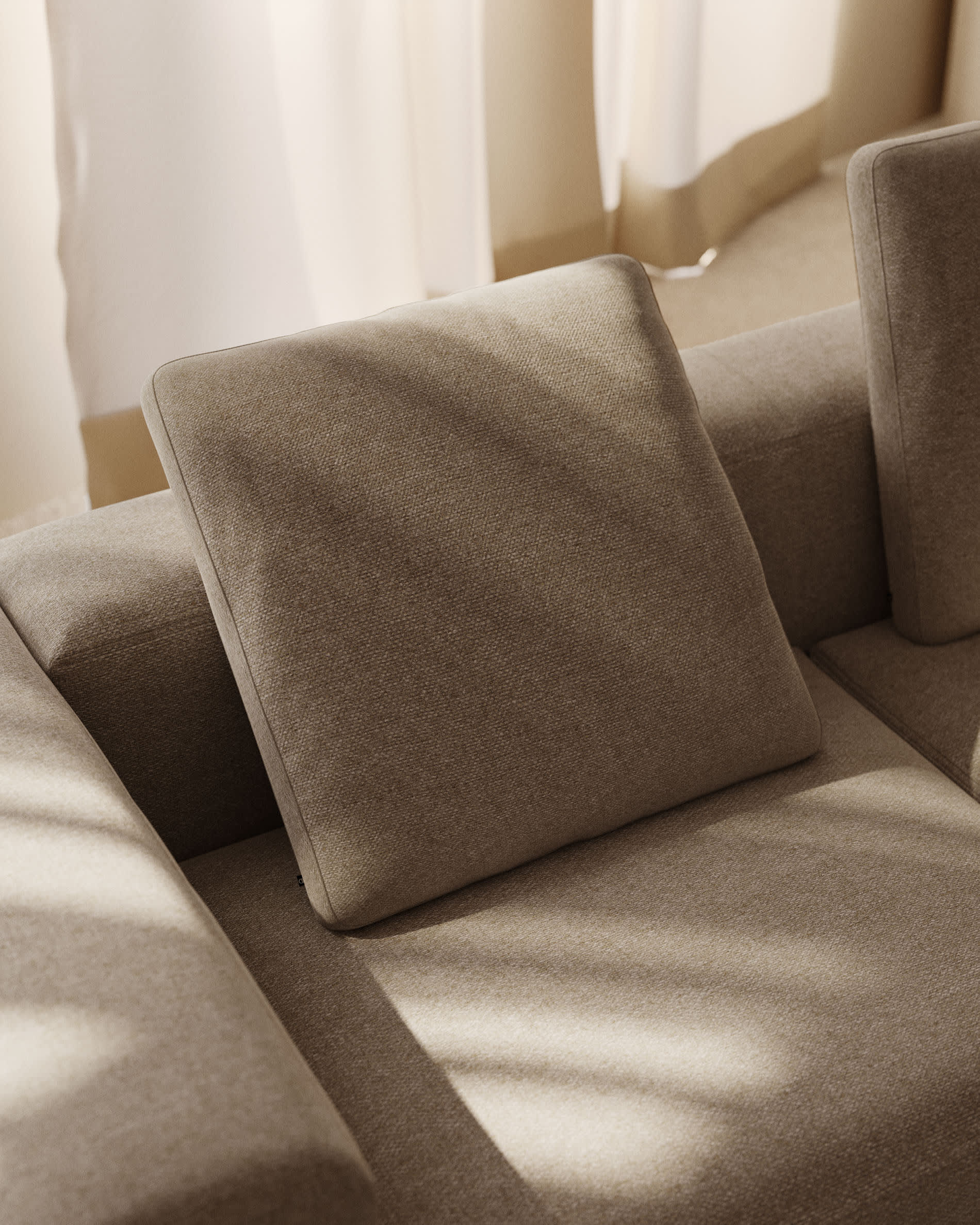 Kissen Blok mit beiger Chenille 60 x 60 cm