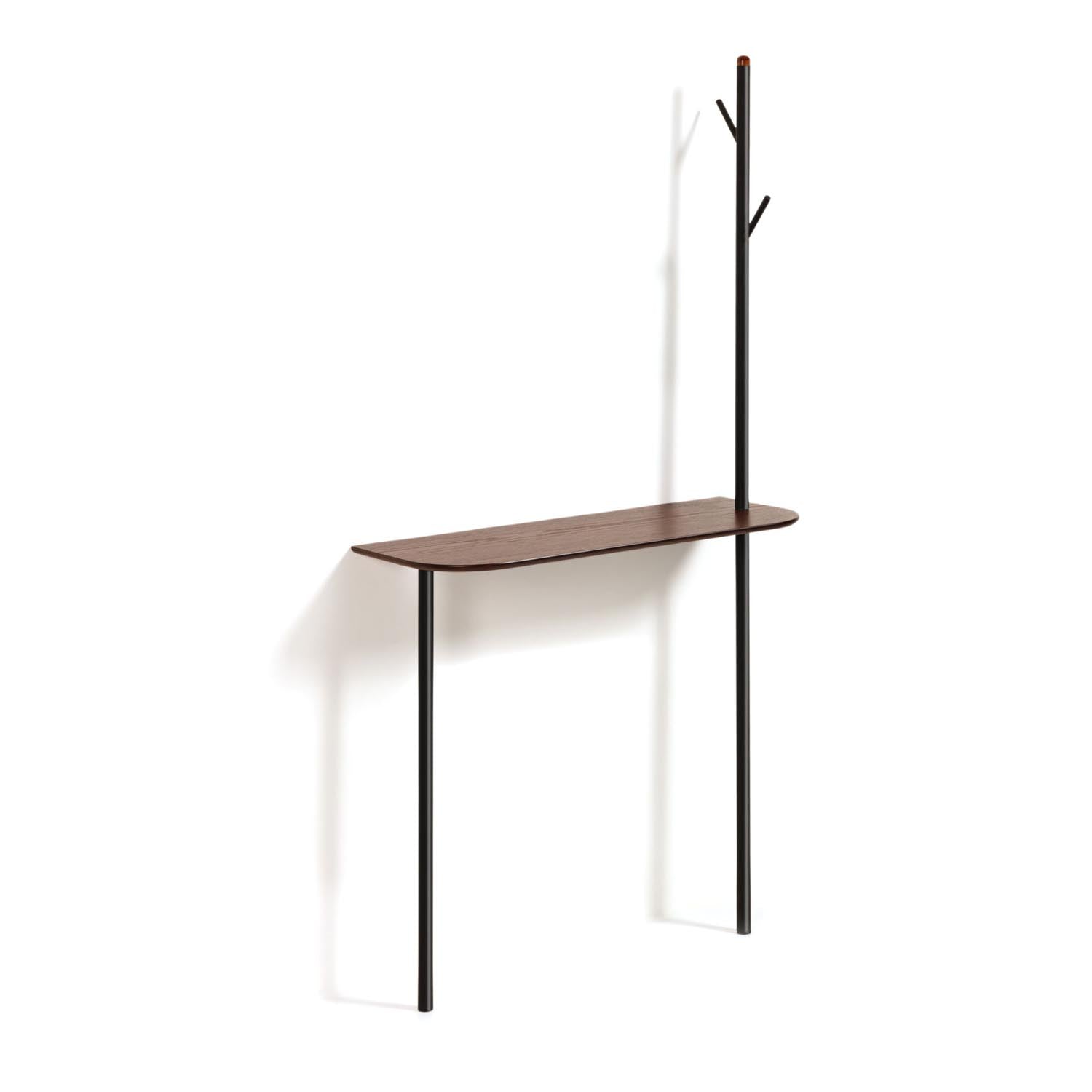 Marcolina Garderobe: Stilvolles Design, Eichenfurnier, mattschwarzes Metall, 80x160 cm, ideal für Jacken & Accessoires.