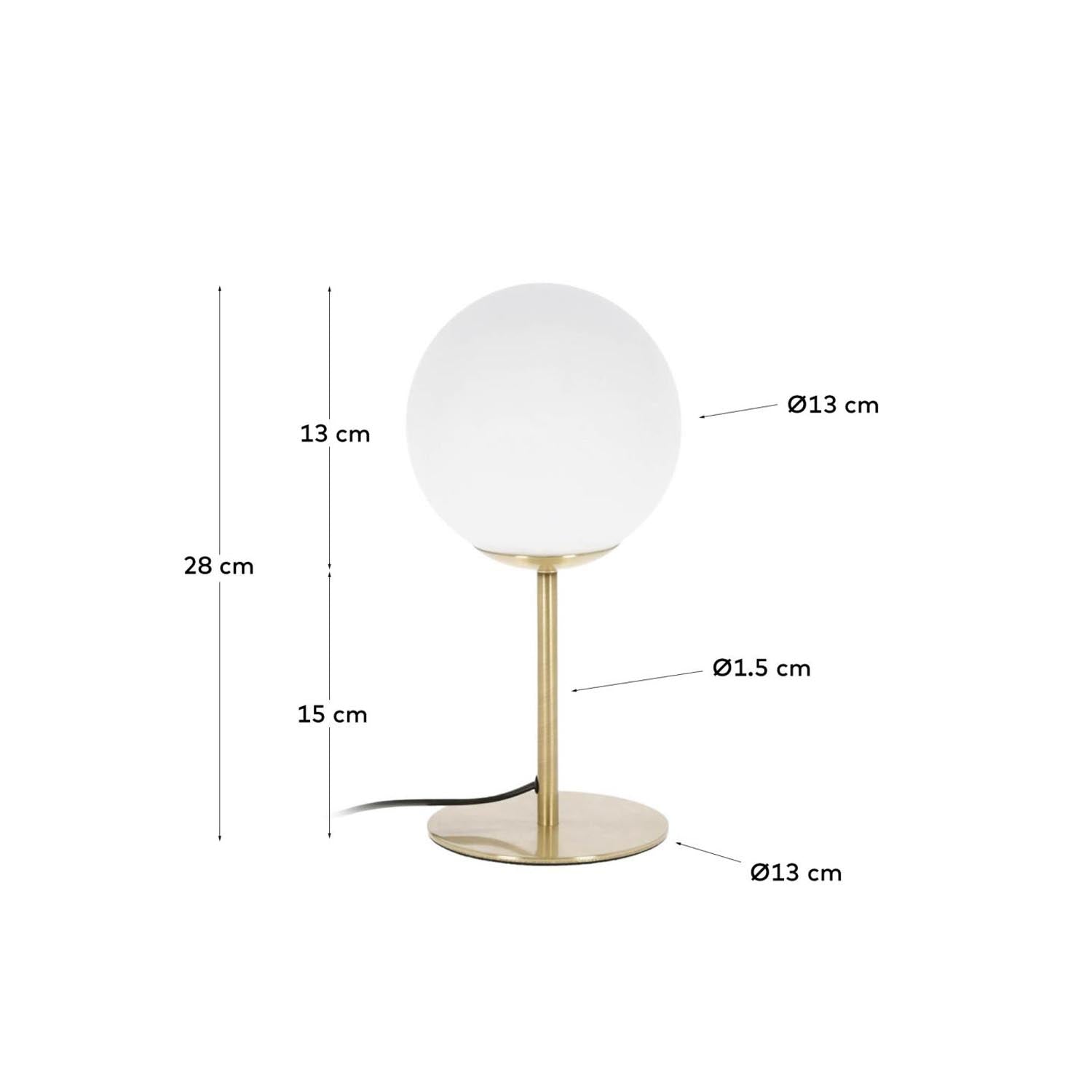 Moderne Mahala Tischlampe von Kave Home aus Glas und Metall.