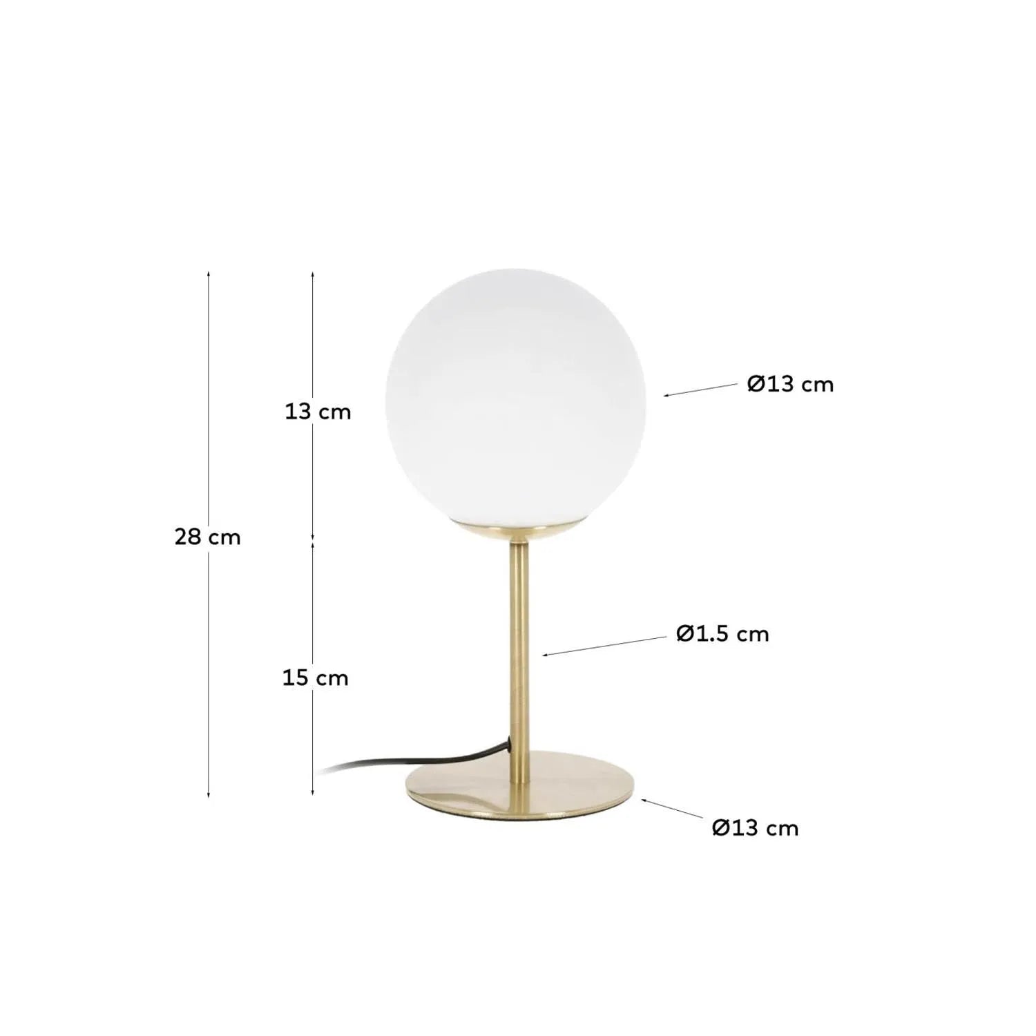 Moderne Mahala Tischlampe von Kave Home aus Glas und Metall.