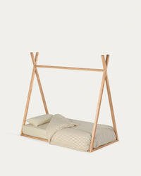 Lit tipi Maralis en hêtre massif finition naturelle pour matelas 70 x 140 cm