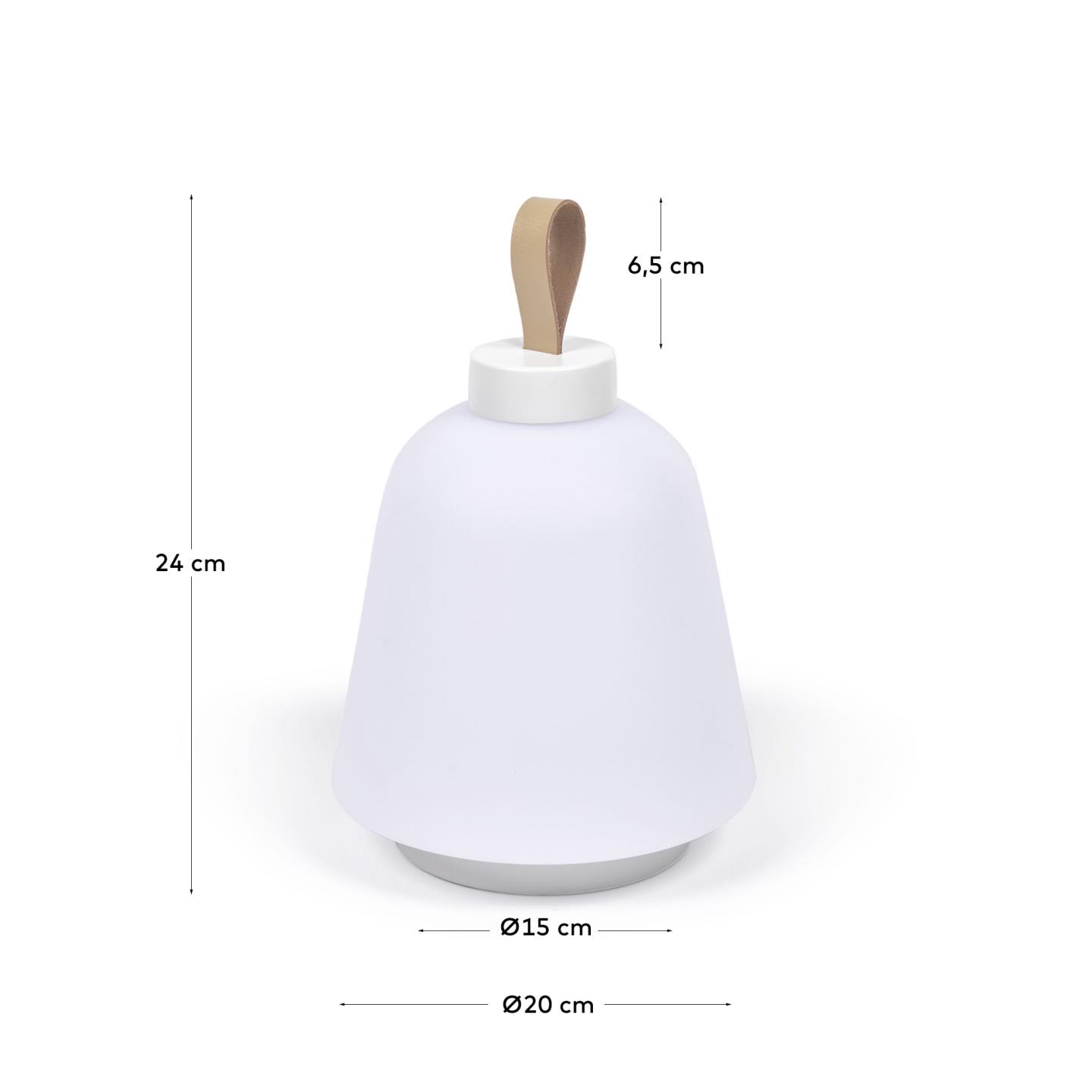 Stilvolle Udiya Tischlampe aus Polyethylen und Metall mit weißem Finish von Kave Home, ideal für zeitgemäße Inneneinrichtung.
