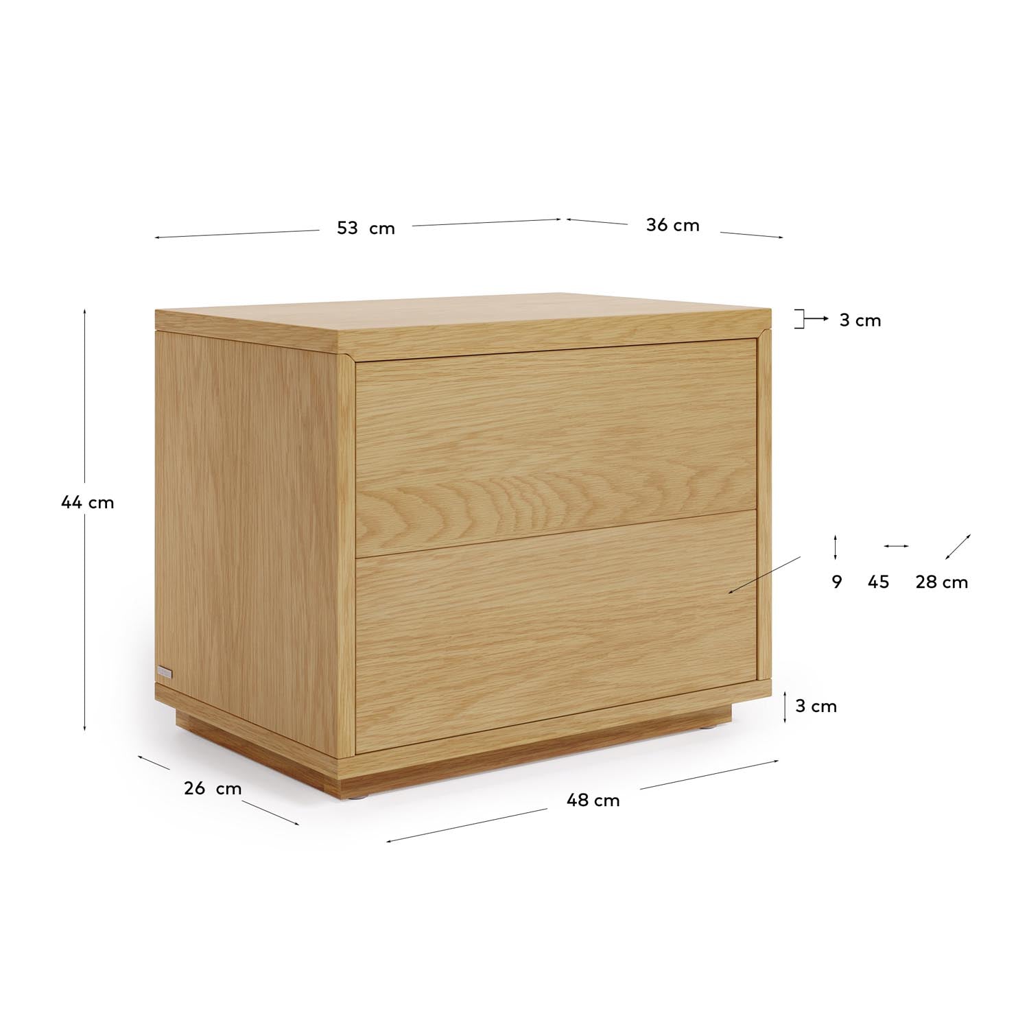 Abilen Nachttisch: Modernes Design mit praktischen Details.