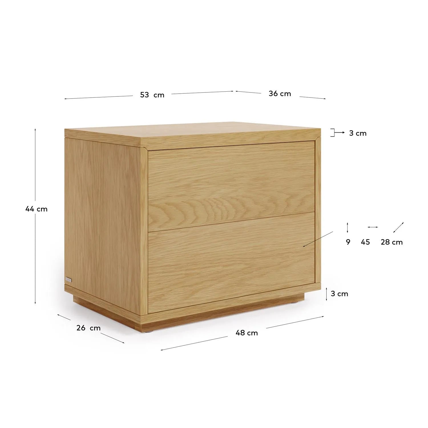 Abilen Nachttisch: Modernes Design mit praktischen Details.