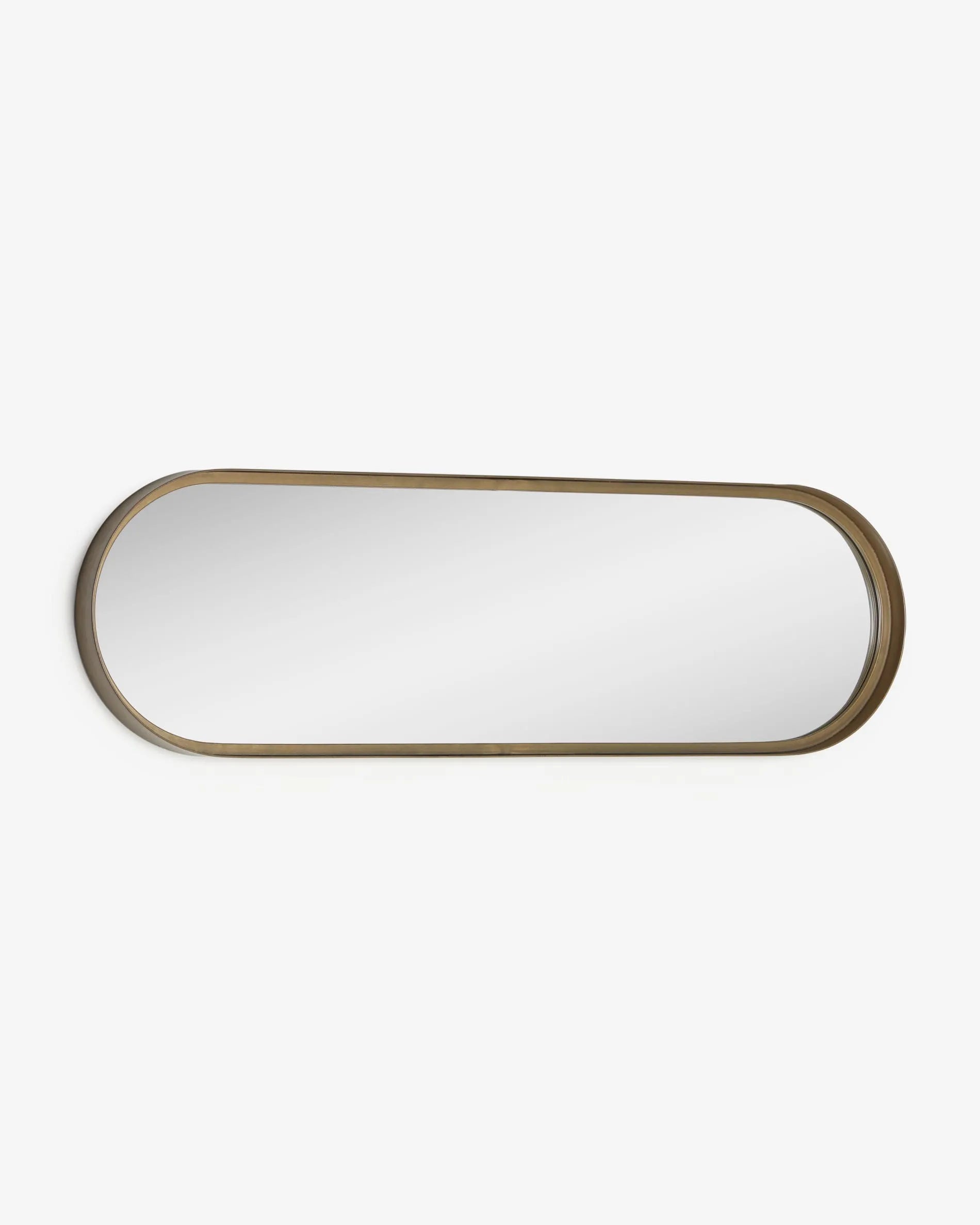 Eleganter Wandspiegel in Gold, 31x101 cm, mit edlem Metallrahmen und klarem Glas für stilvolle Raumakzente.