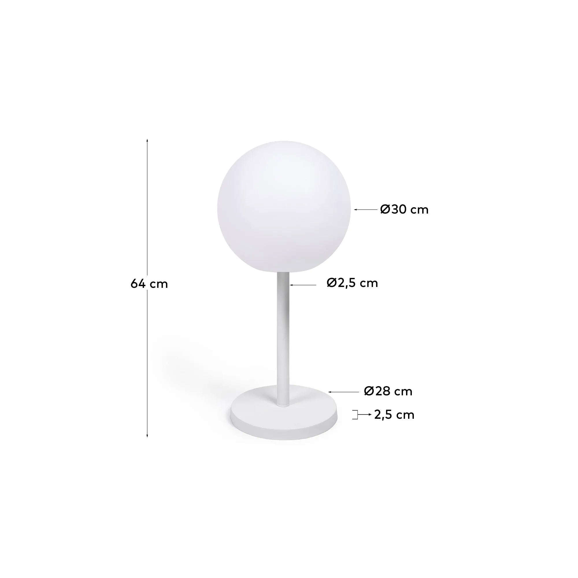 Elegante, tragbare Outdoor-Lampe aus weißem Stahl, wetterfest und ideal für stilvolle Außenbereiche.