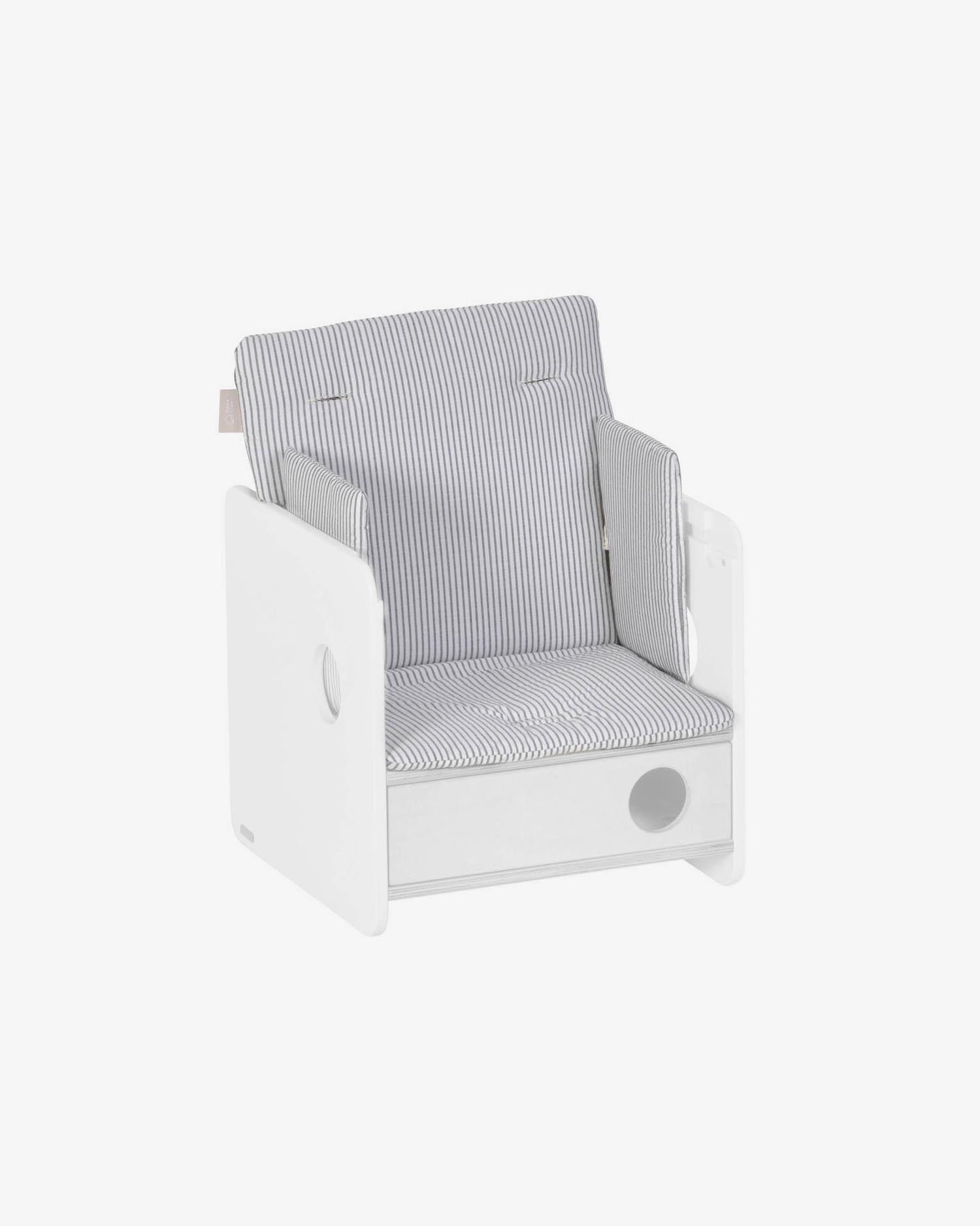 Nuun high chair cushion, 100% organic cotton (GOTS), blue stripes