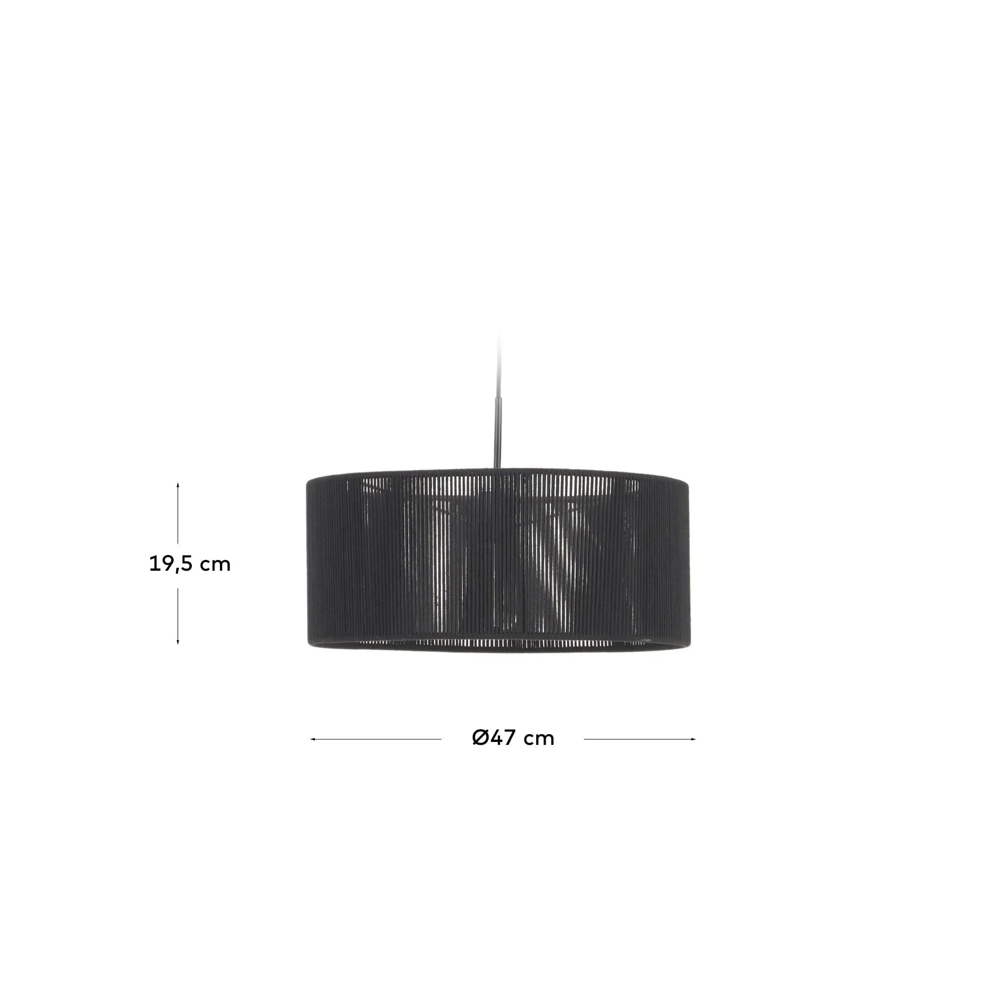 Eleganter, schwarzer Baumwoll-Lampenschirm (Ø 47 cm) von Kave Home, ideal für stilvolle, nachhaltige Raumgestaltung.