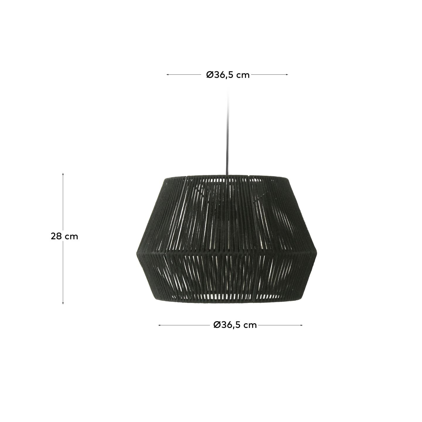 Eleganter schwarzer Lampenschirm aus Baumwolle von Kave Home, Ø 36,5 cm, perfekt für moderne Deckenleuchten.