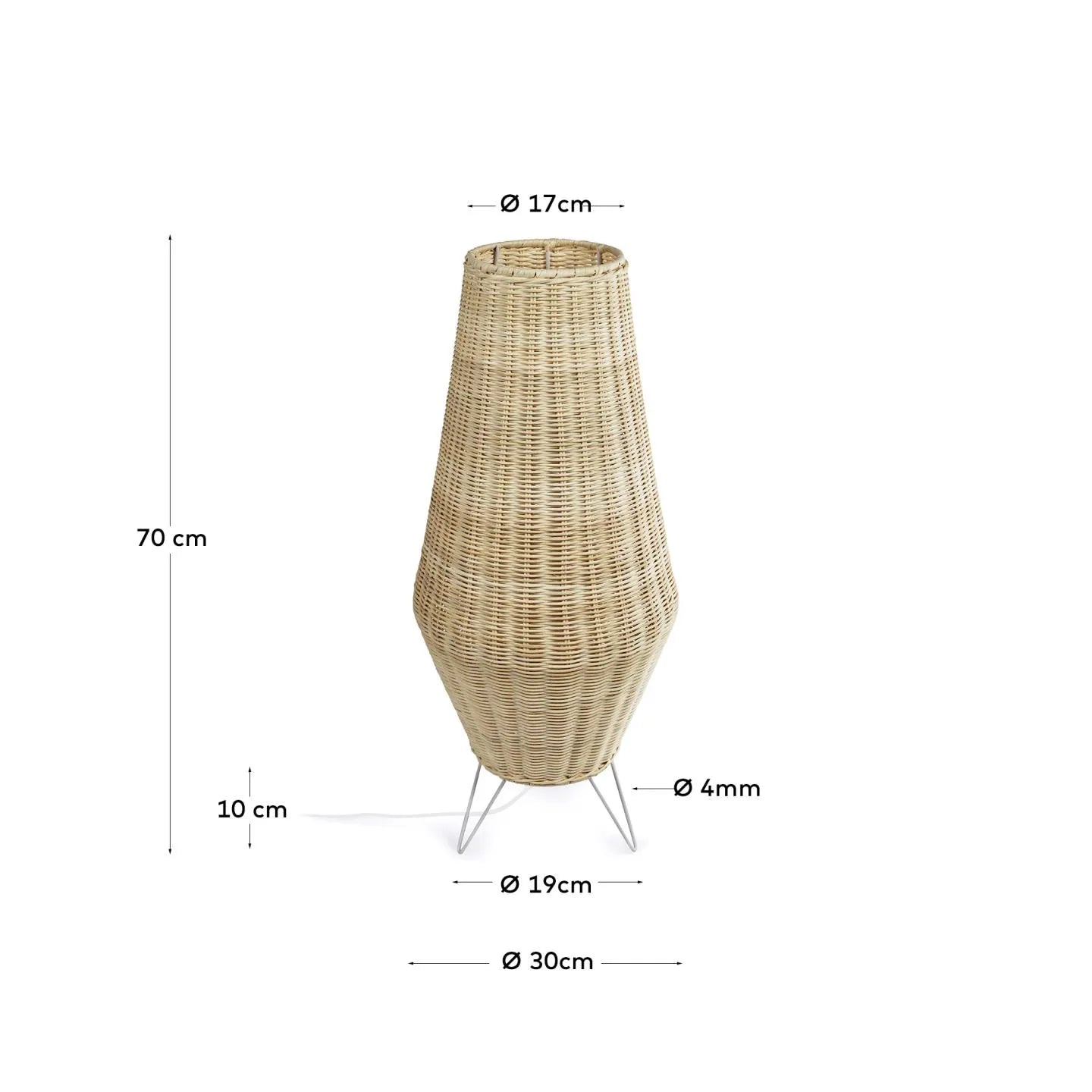 Die Kamaria Tischlampe aus handgeflochtenem Rattan bringt natürlichen Charme und sanftes Licht in jeden Raum.