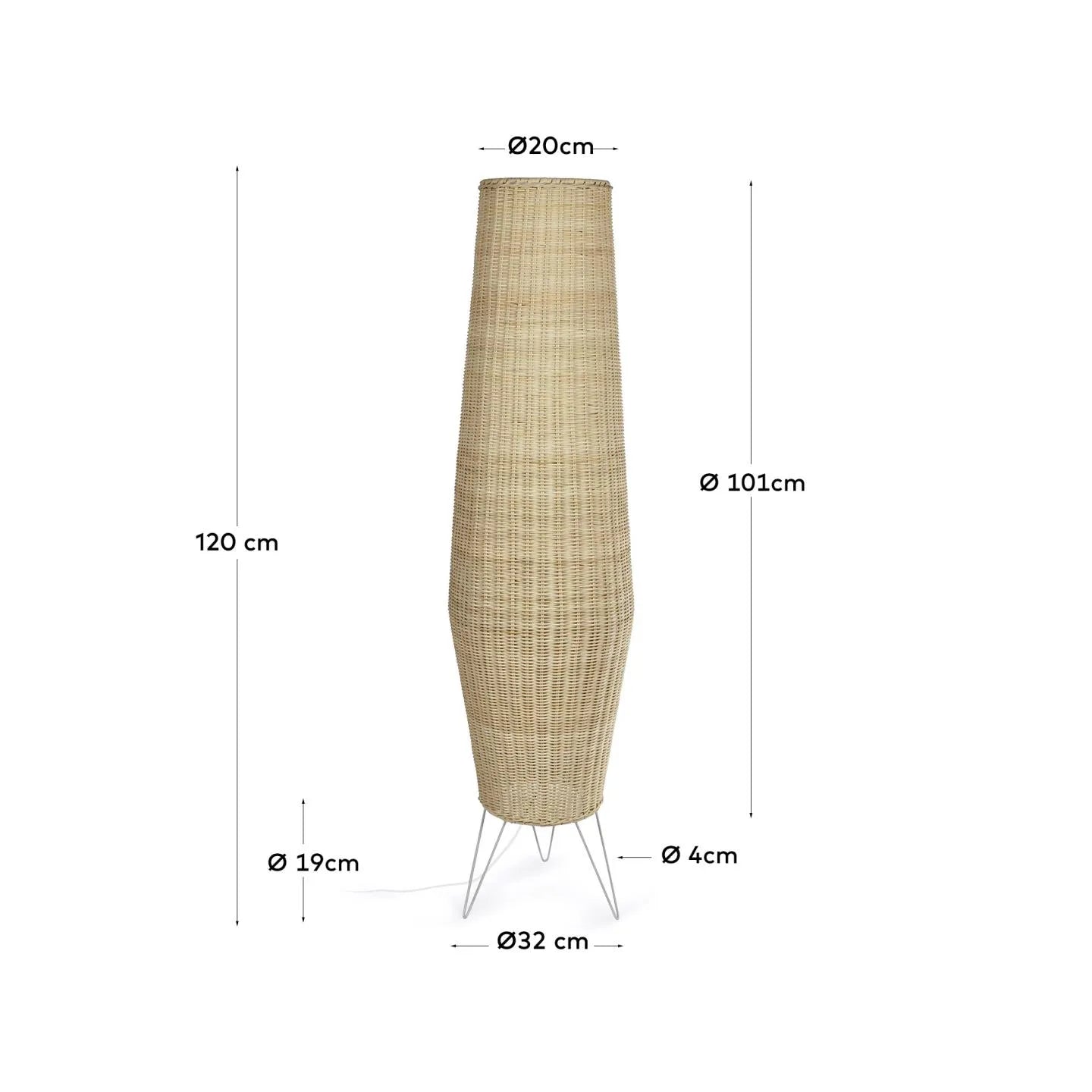 Die Kamaria Stehlampe aus handgeflochtenem Rattan bringt mit ihrem natürlichen Charme und warmem Licht eine einladende Atmosphäre in jeden Raum.