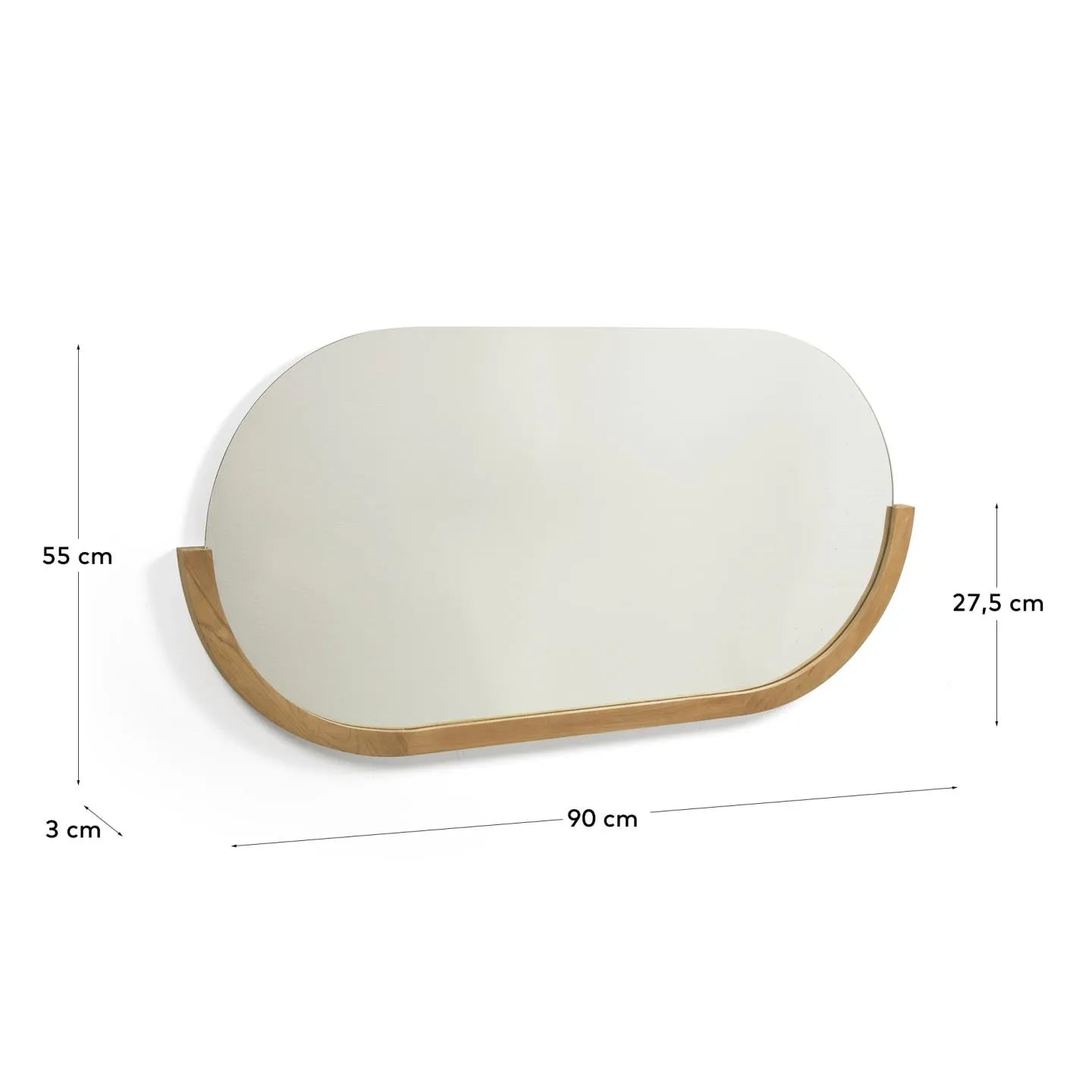 Eleganter Teakholz-Spiegel (90x55 cm) von Kave Home: robust, feuchtigkeitsbeständig, orientalisches Design für stilvolle Räume.