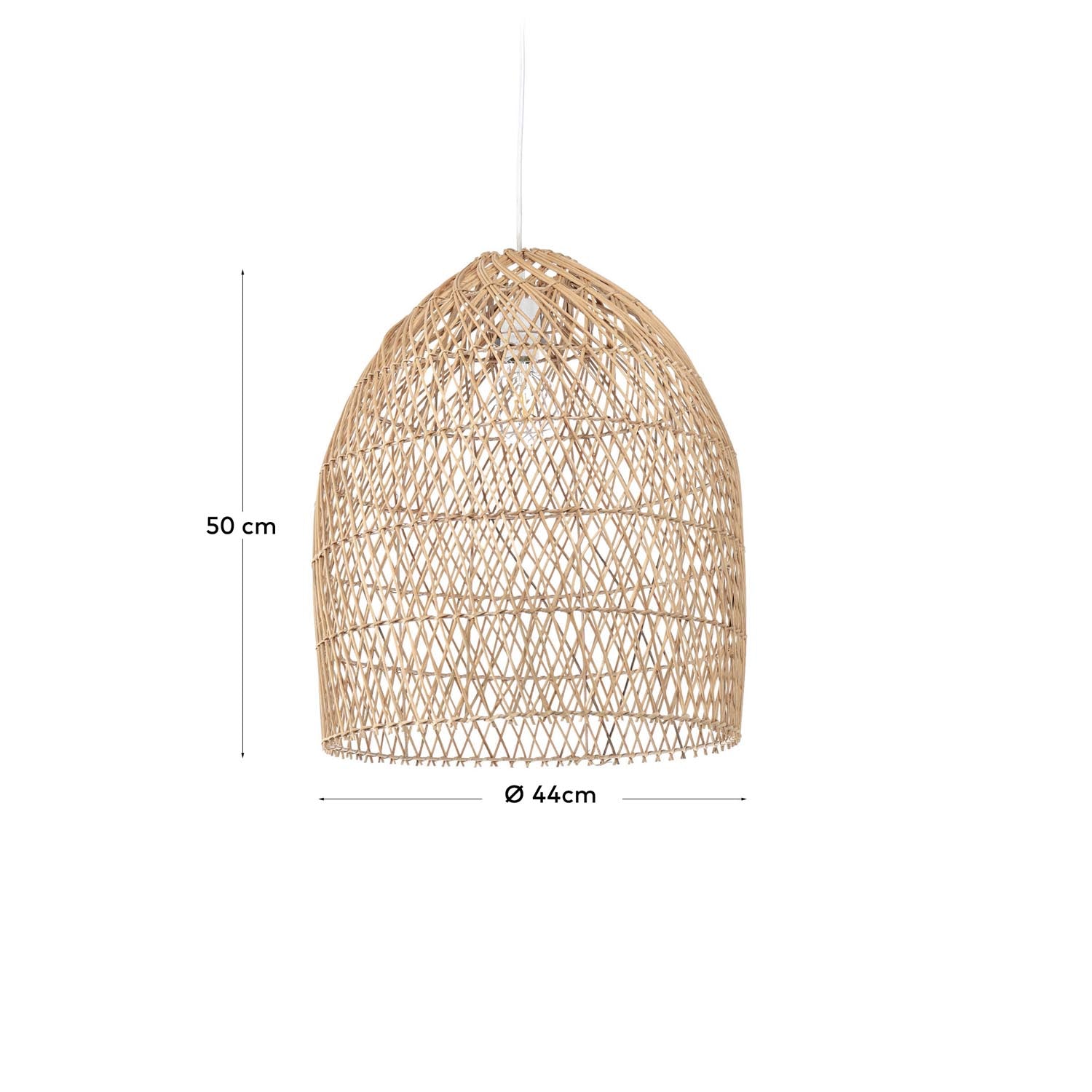 Eleganter Lampenschirm Domitila aus handgeflochtenem Rattan (Ø 44 cm) von Kave Home – ideal für stilvolle Akzente in jedem Raum.