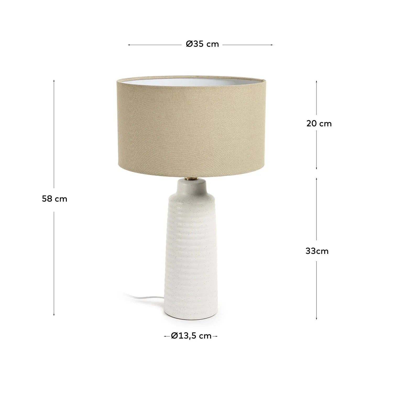 Keramik-Tischlampe Mijal in Weiß: Modernes Design von Kave Home.
