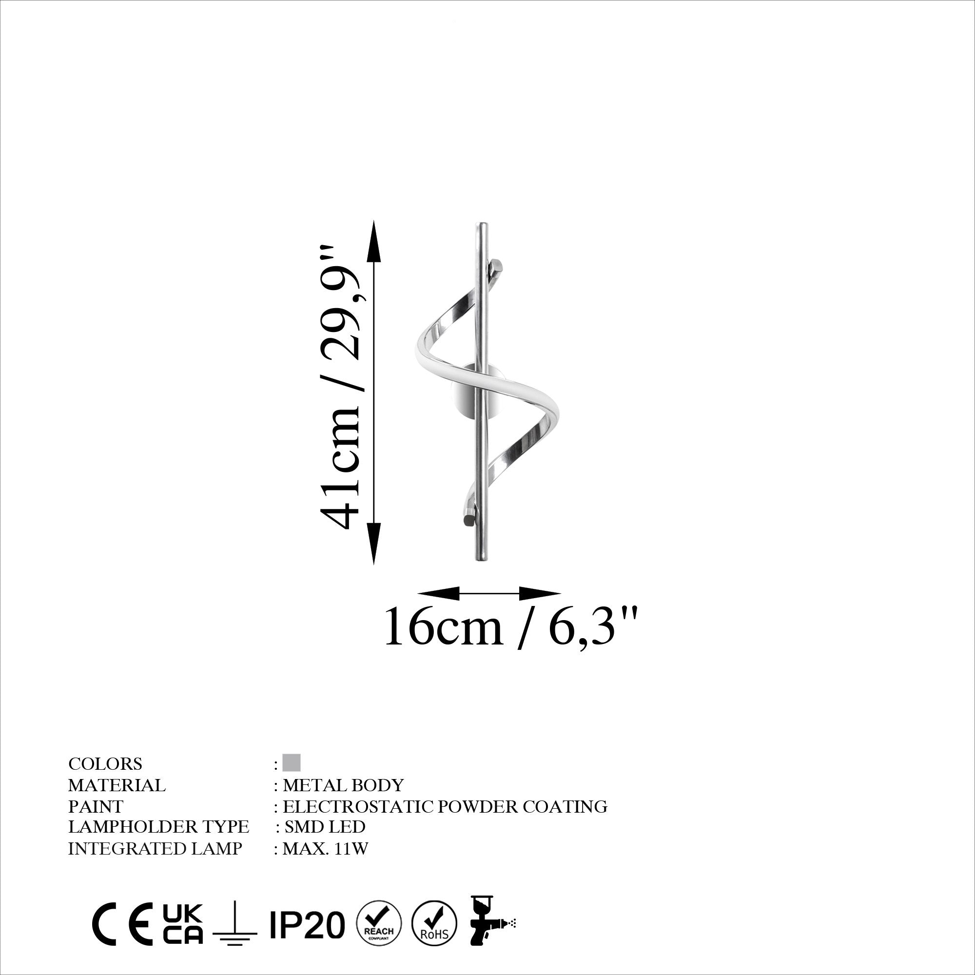 Lıkma - 13513 in Chrome präsentiert im Onlineshop von KAQTU Design AG. Wandleuchte ist von Opviq