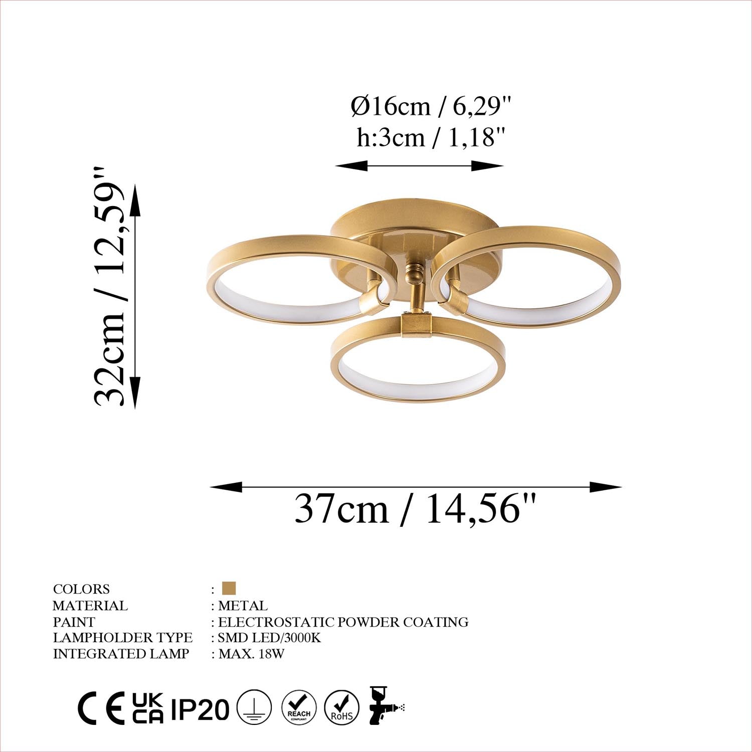 Halka-13311 in Gold präsentiert im Onlineshop von KAQTU Design AG. Deckenleuchte ist von Opviq