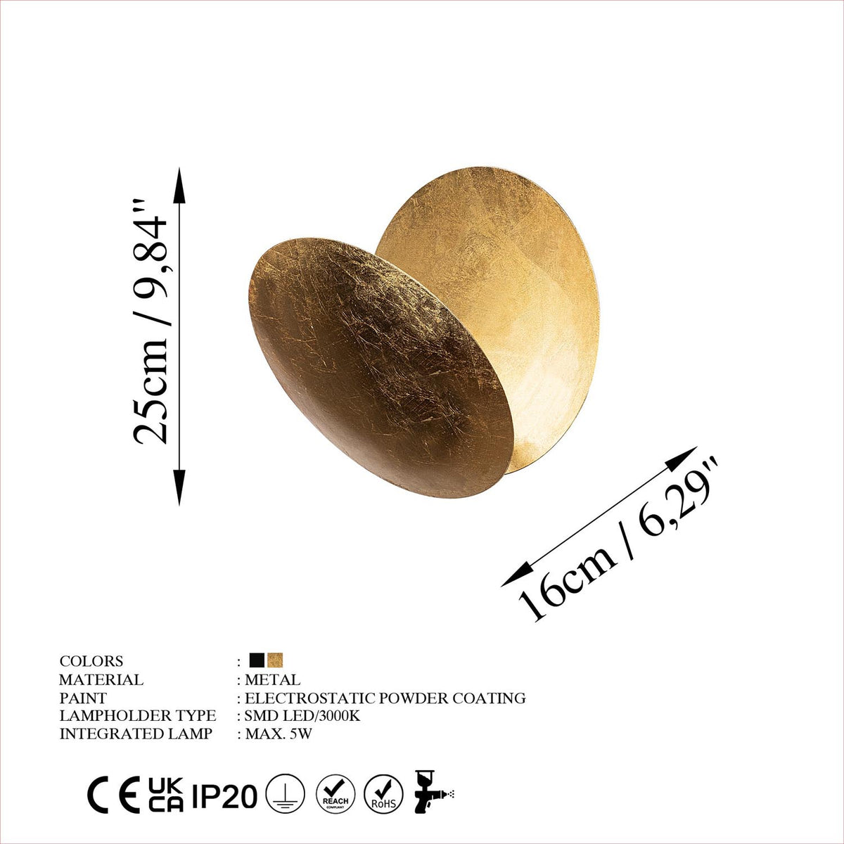 Yosma Wandleuchte - Gold in Gold präsentiert im Onlineshop von KAQTU Design AG. Wandleuchte ist von Opviq