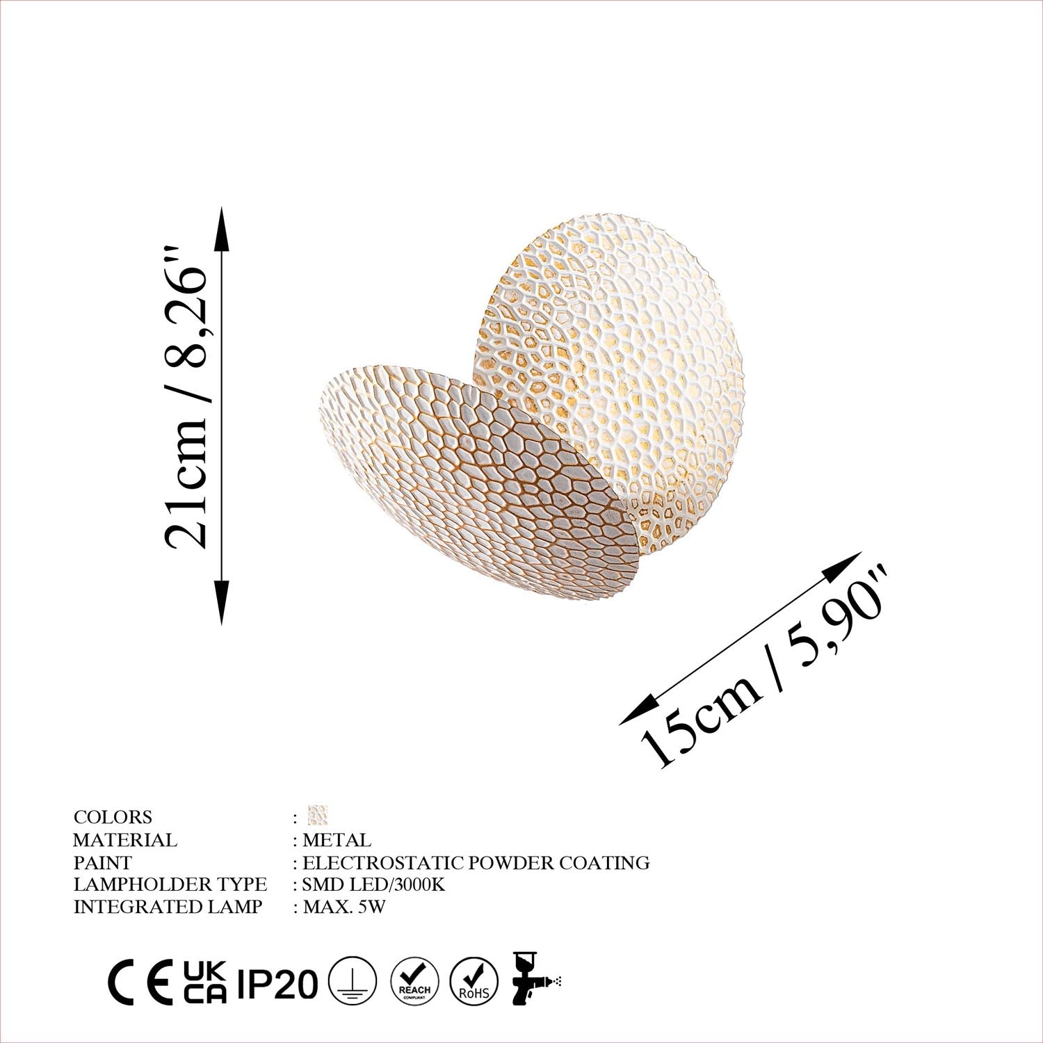 Yosma-13646 in Weisses Gold präsentiert im Onlineshop von KAQTU Design AG. Wandleuchte ist von Opviq