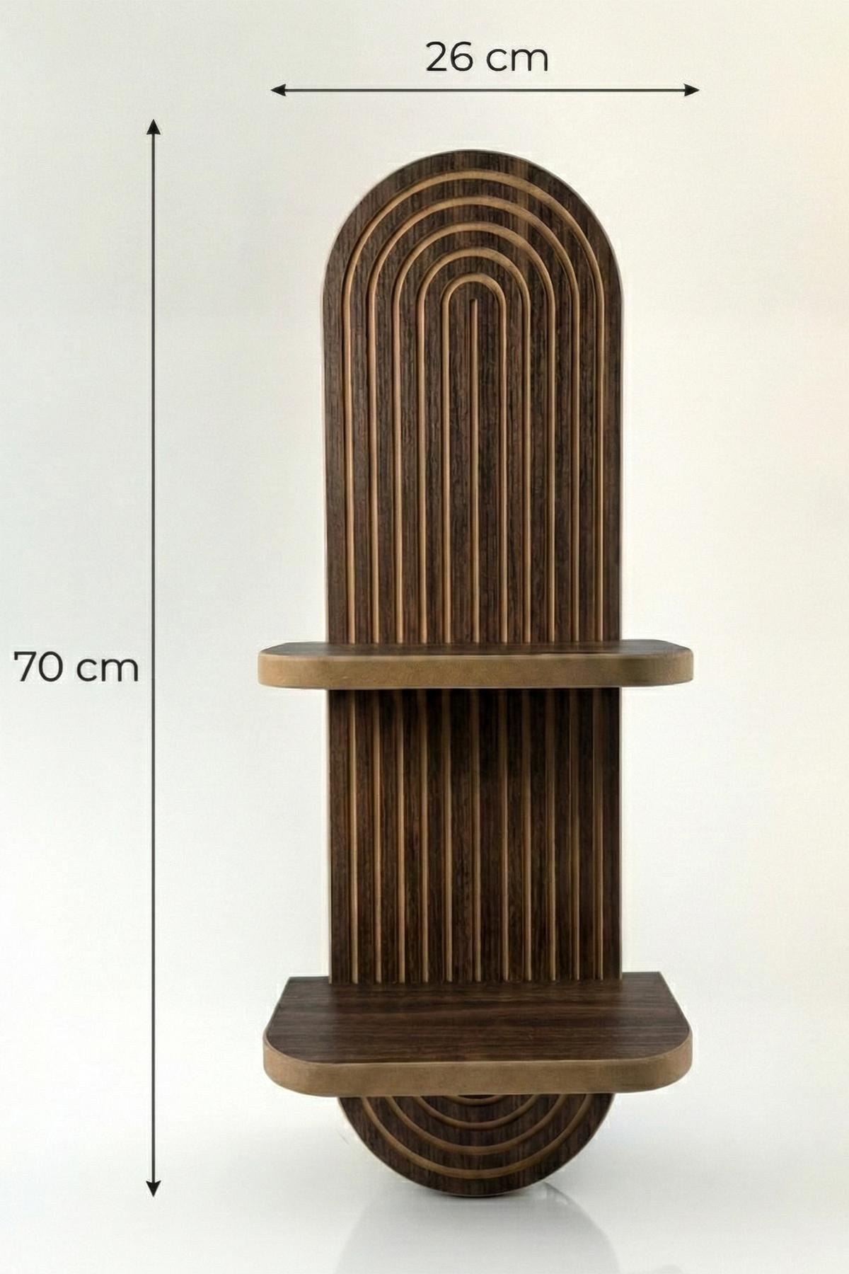 Wandregal Artmtkwll2D von Hanah Home in Wenge, MDF, geometrisches Design, Breite 26 cm, Höhe 70 cm, Tiefe 13 cm