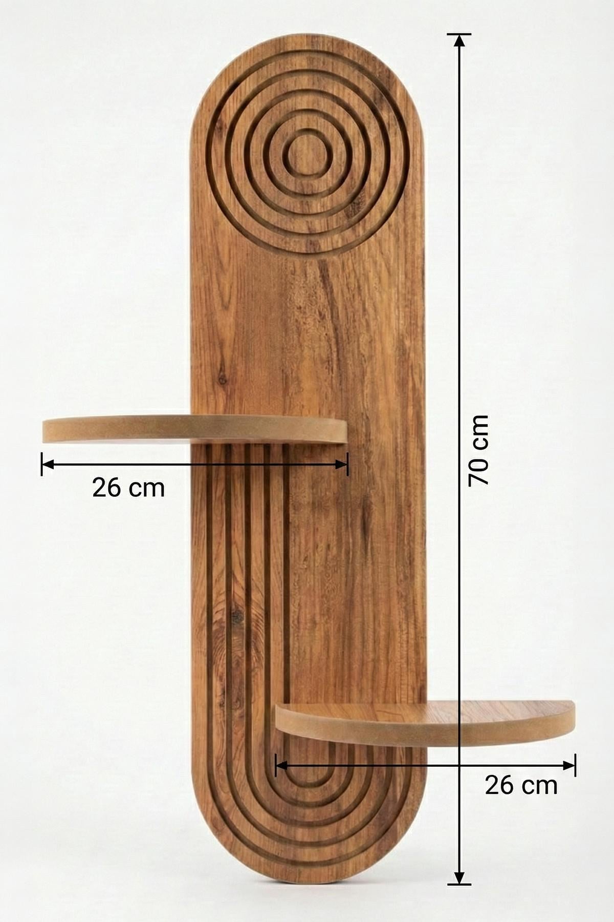 Wandregal Artmtkwll3 in Eiche von Hanah Home, MDF-Material, geometrische Form, montiert an einer weissen Wand.