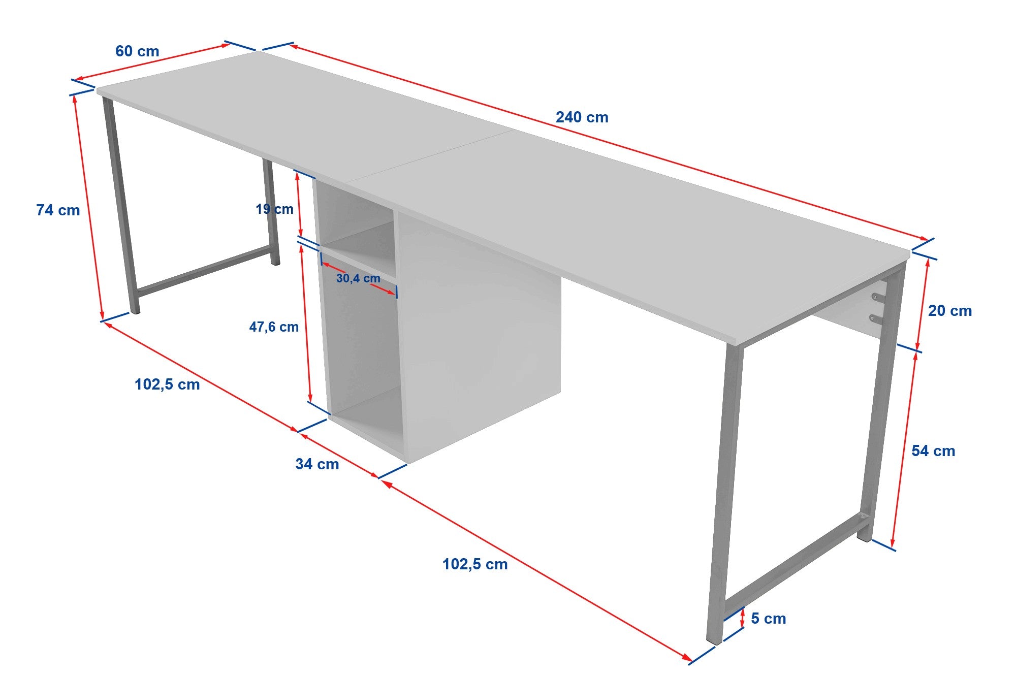 Twin Study Desk - Freesia Marble, Black in Freesia
 Marmor
 Schwarz präsentiert im Onlineshop von KAQTU Design AG. Schreibtisch ist von Nordure
