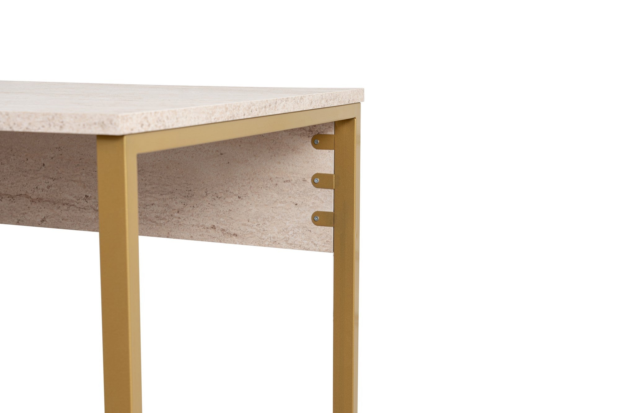 Twin Study Desk - Travertine, Gold in Travertin Gold präsentiert im Onlineshop von KAQTU Design AG. Schreibtisch ist von Nordure