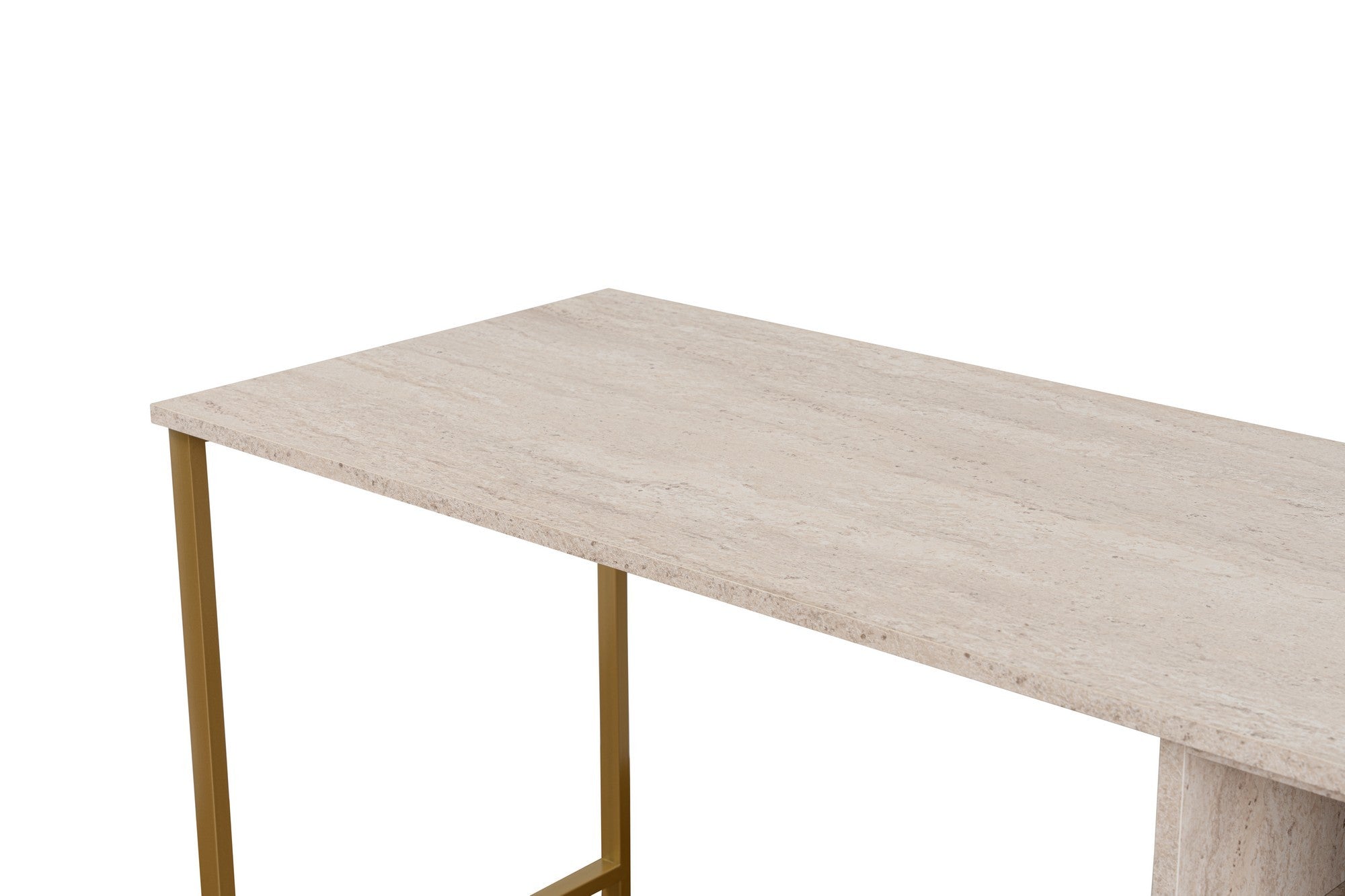 Twin Study Desk - Travertine, Gold in Travertin Gold präsentiert im Onlineshop von KAQTU Design AG. Schreibtisch ist von Nordure