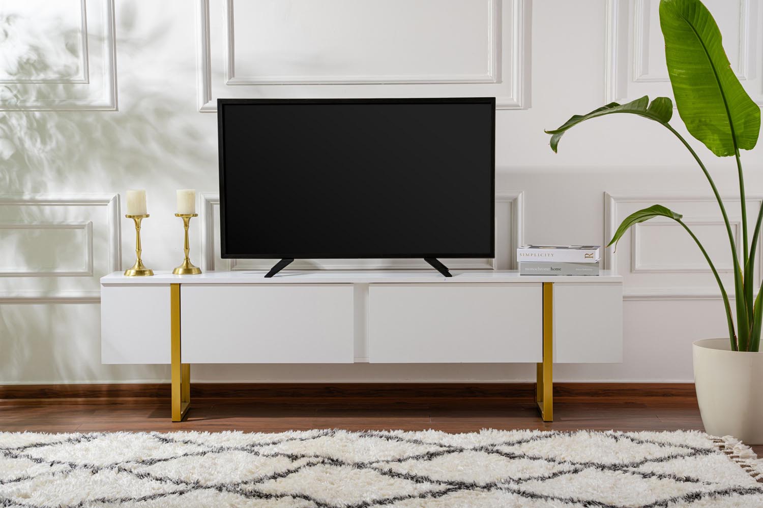 Serenity - White, Gold in Weisses Gold präsentiert im Onlineshop von KAQTU Design AG. Sideboard ist von Nordure