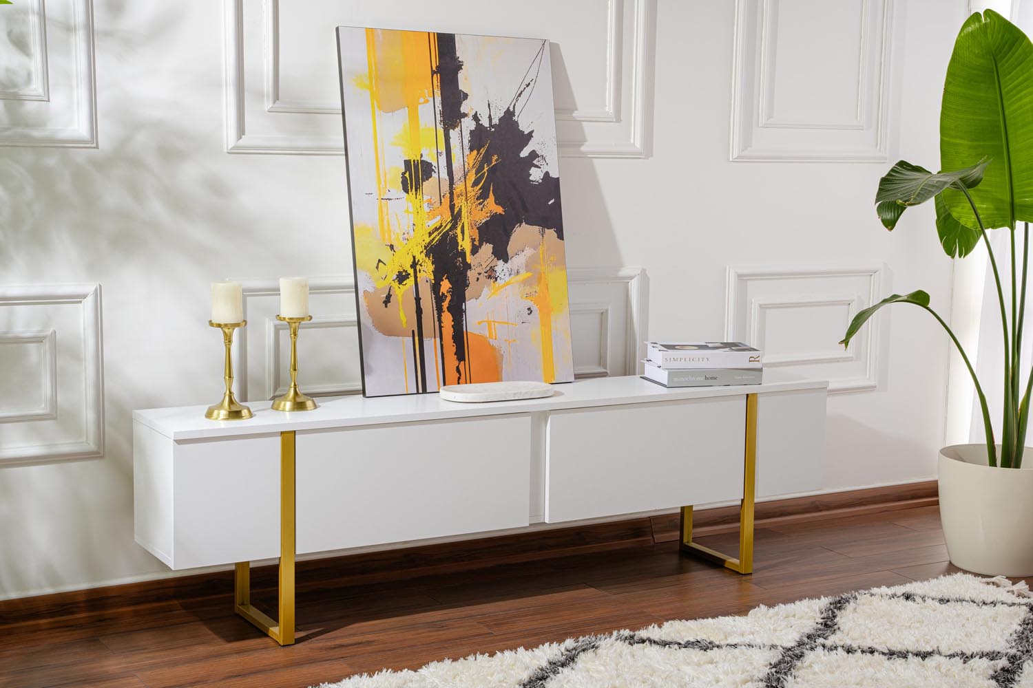 Serenity - White, Gold in Weisses Gold präsentiert im Onlineshop von KAQTU Design AG. Sideboard ist von Nordure