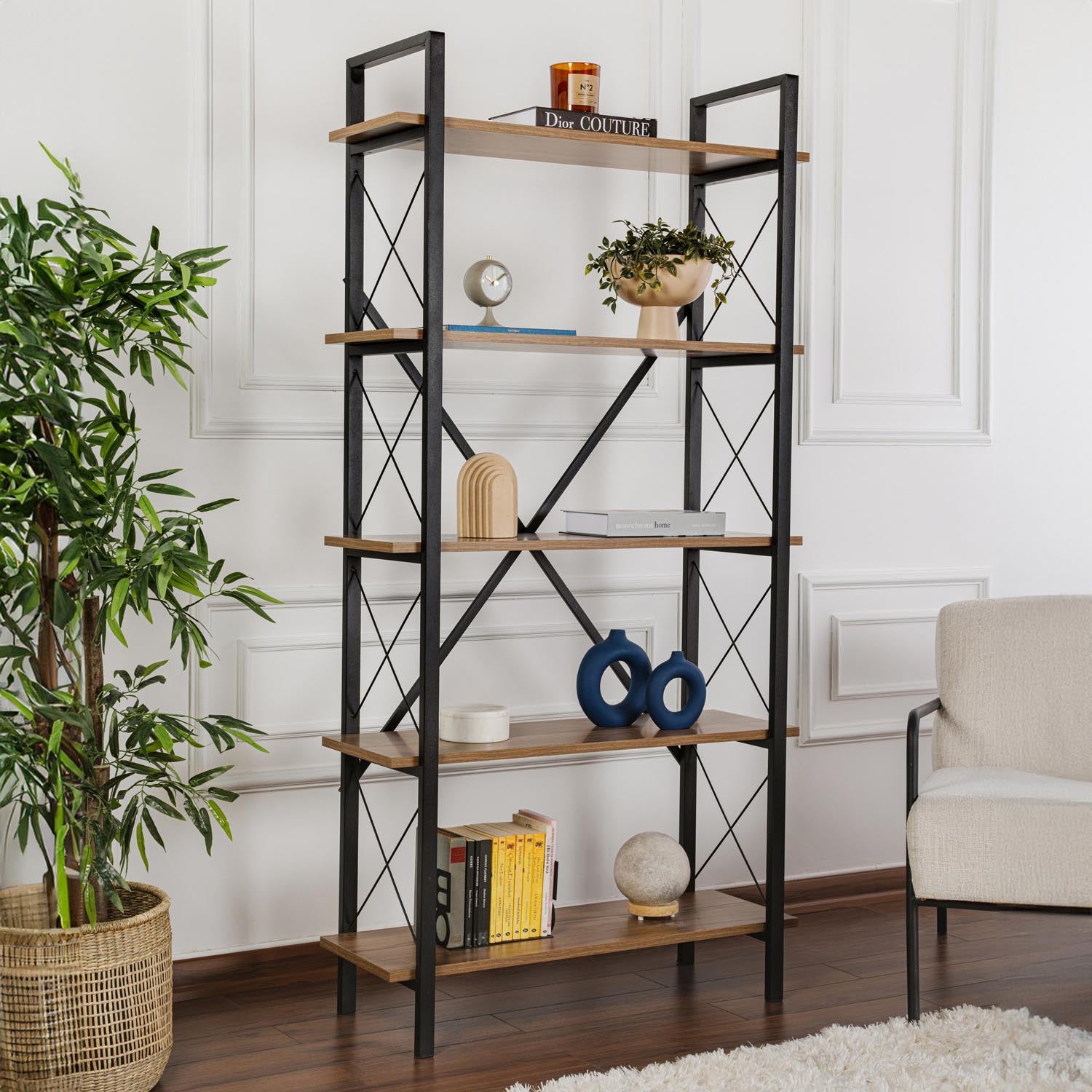 Elysian - Walnut, Black in Walnuss Schwarz präsentiert im Onlineshop von KAQTU Design AG. Bücherregal ist von Nordure