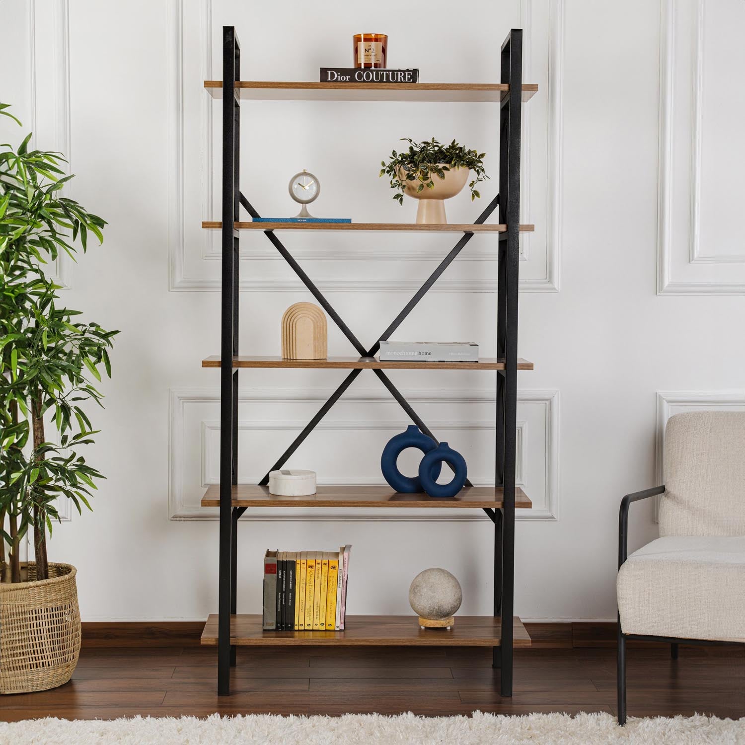 Elysian - Walnut, Black in Walnuss Schwarz präsentiert im Onlineshop von KAQTU Design AG. Bücherregal ist von Nordure