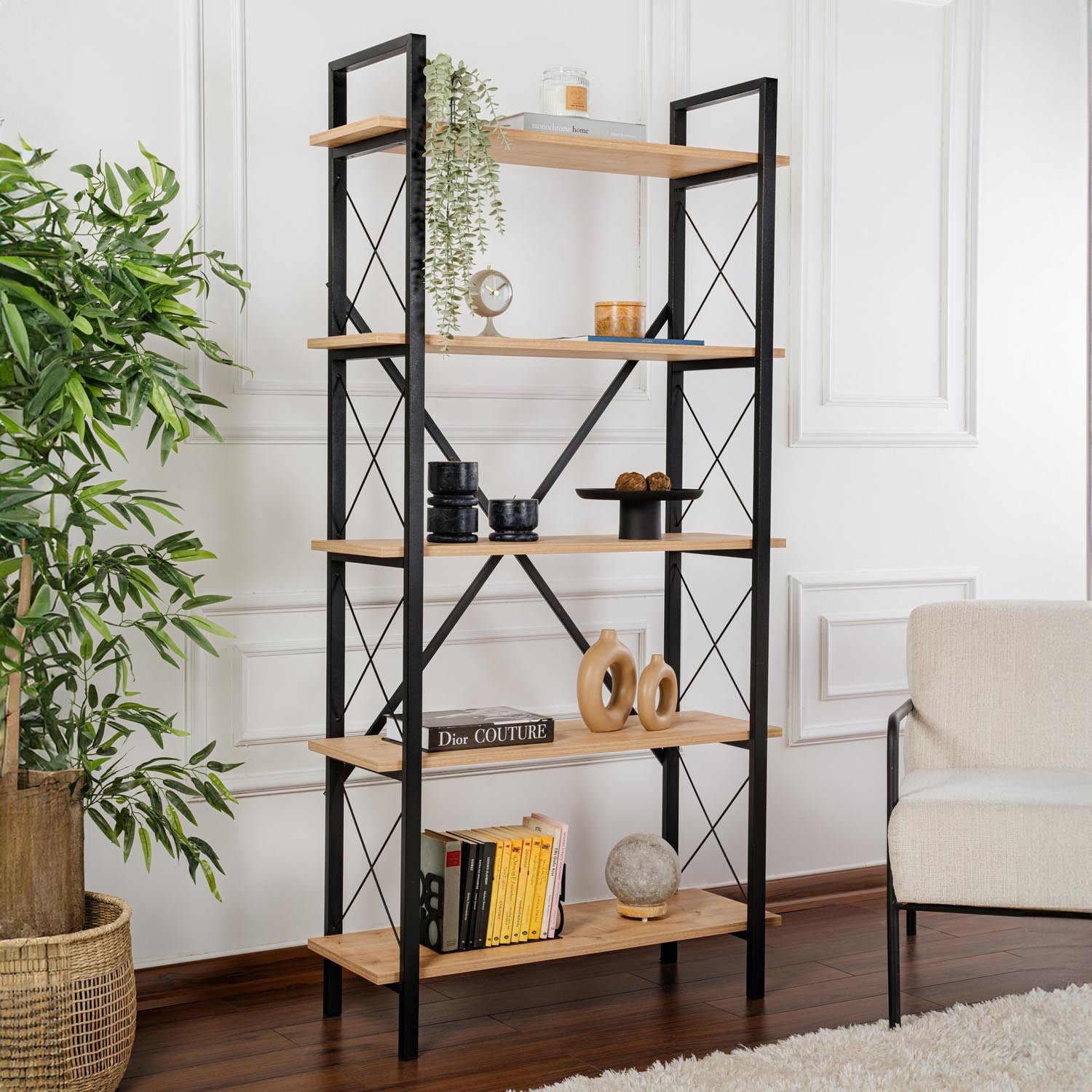 Elysian - Oak, Black in Eiche Schwarz präsentiert im Onlineshop von KAQTU Design AG. Bücherregal ist von Nordure