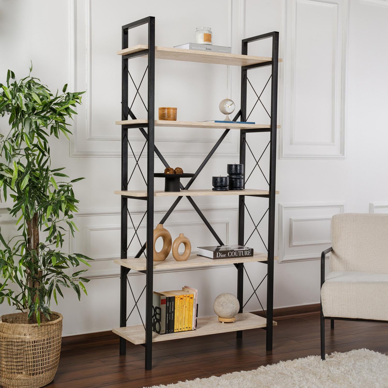 Elysian - Travertine, Black in Travertin Schwarz präsentiert im Onlineshop von KAQTU Design AG. Bücherregal ist von Nordure