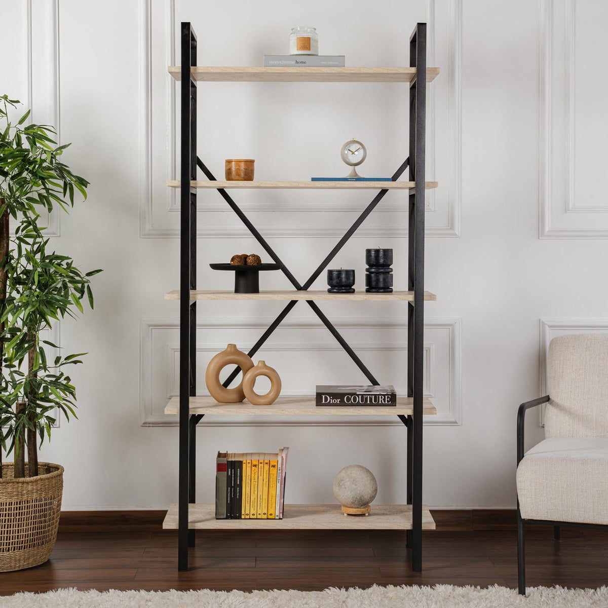 Elysian Bücherregal - Travertin Schwarz in Travertin Schwarz präsentiert im Onlineshop von KAQTU Design AG. Bücherregal ist von Nordure