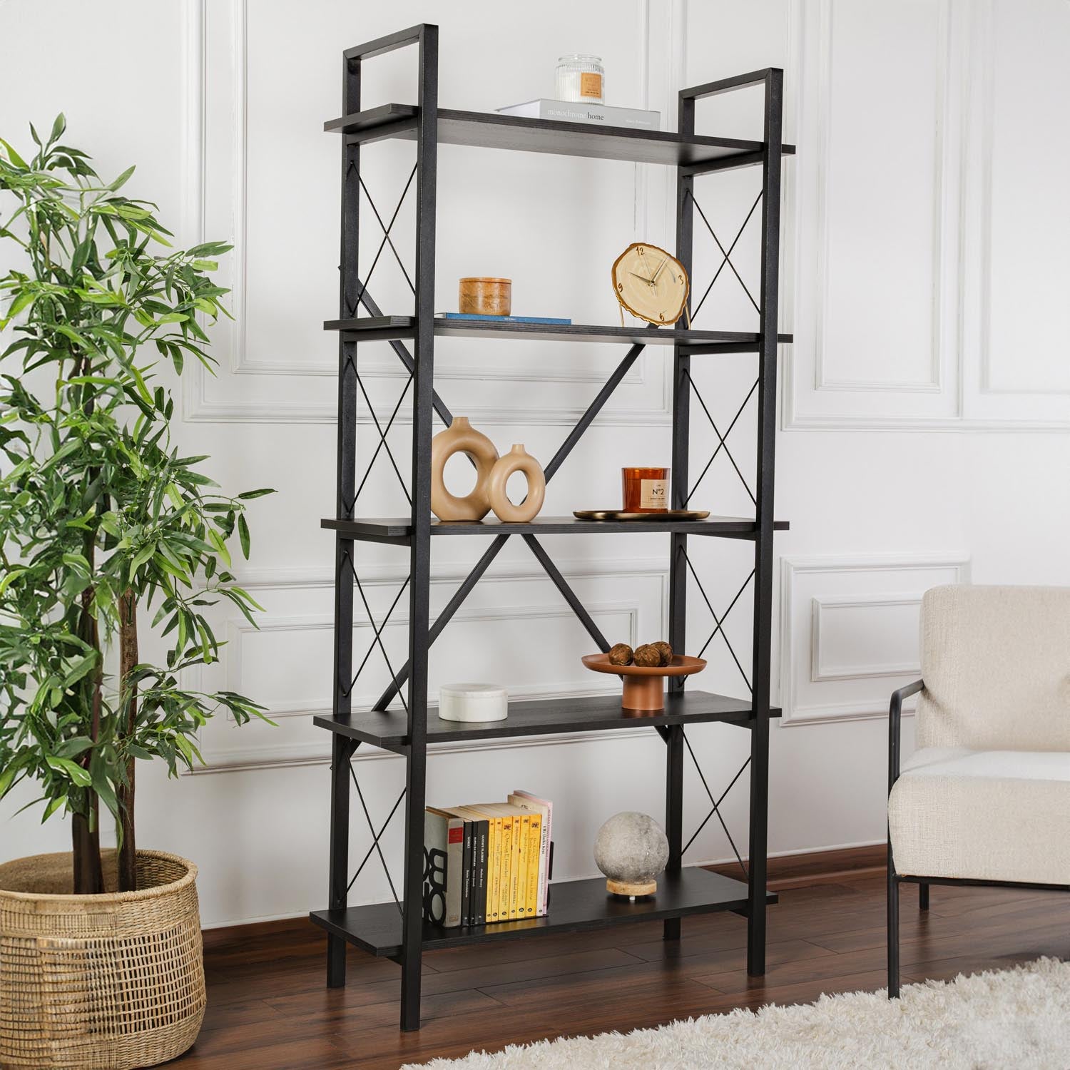 Elysian - Wood Black, Black in Holz Schwarz
 Schwarz präsentiert im Onlineshop von KAQTU Design AG. Bücherregal ist von Nordure