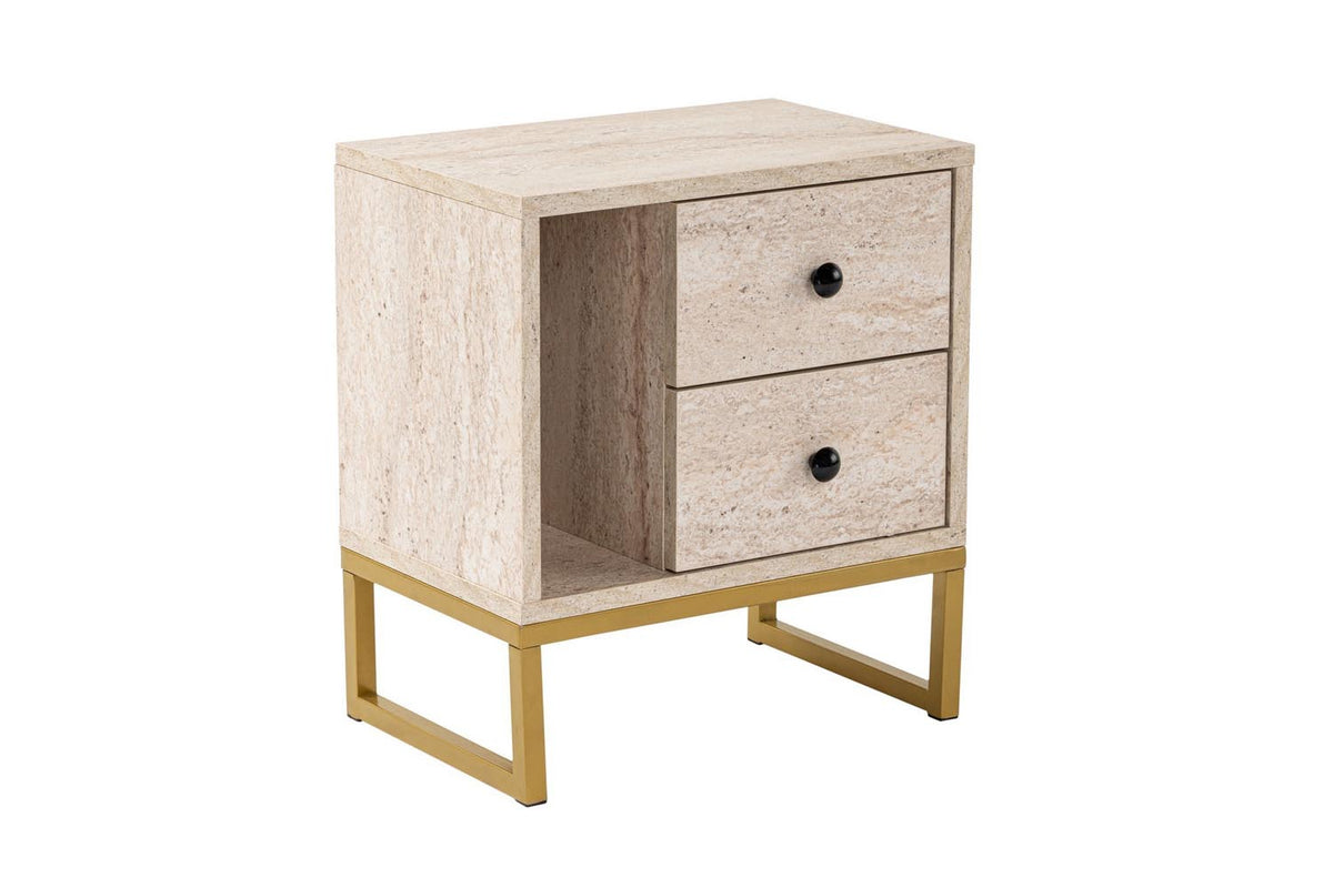 Glimmer Nachttisch - Travertin Gold in Travertin Gold präsentiert im Onlineshop von KAQTU Design AG. Nachttisch ist von Nordure