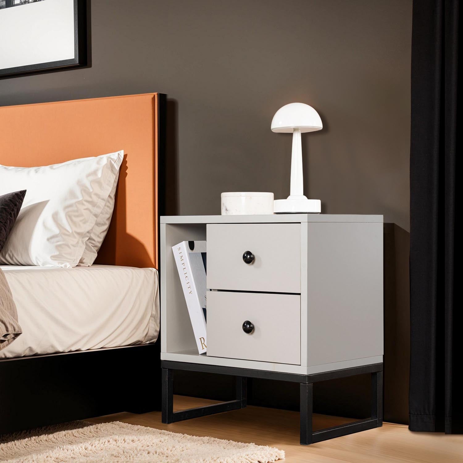 Glimmer - Grey, Black in Grau Schwarz präsentiert im Onlineshop von KAQTU Design AG. Nachttisch ist von Nordure