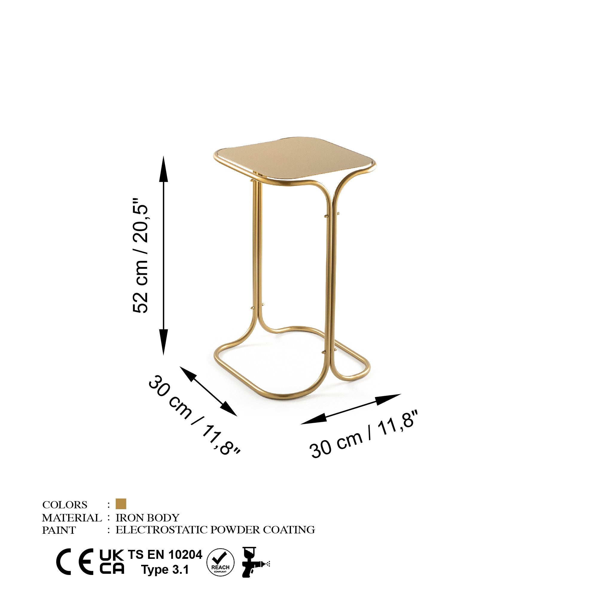 Shb-001-B in Gold präsentiert im Onlineshop von KAQTU Design AG. Beistelltisch ist von Hanah Home