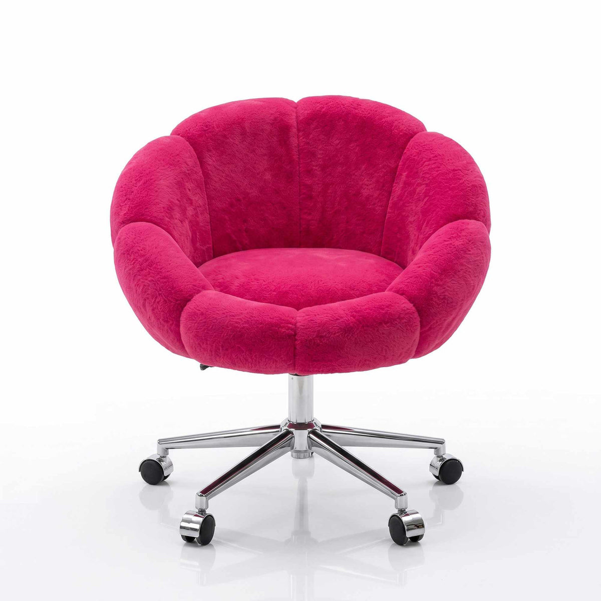 Foto eines Papatya Metall-Ohrensessels in Fuchsia von Hanah Home mit gepolstertem Wellsoft-Stoffbezug und schlanken Metallbeinen.