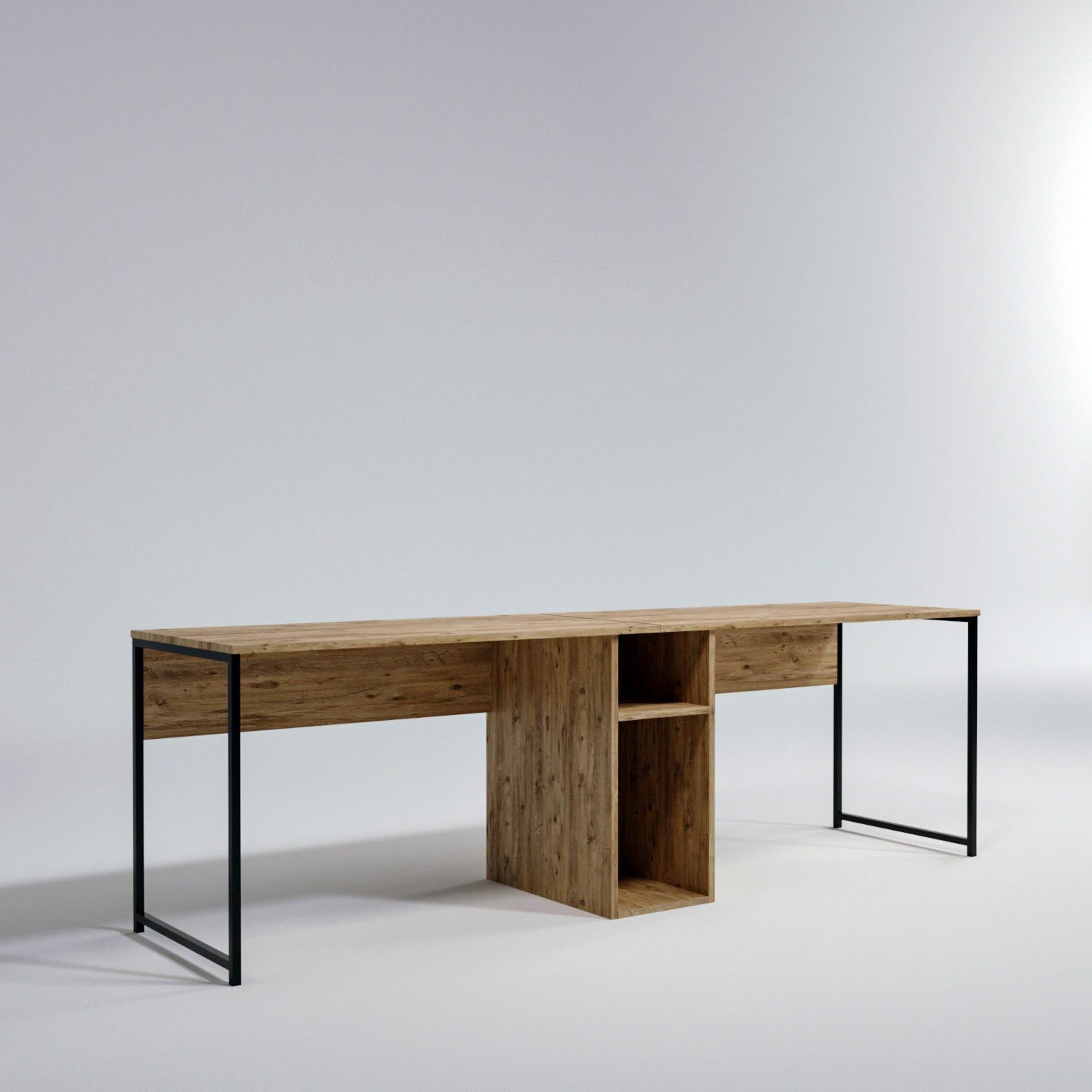 Ikili Calisma Masasi L196 in Eiche präsentiert im Onlineshop von KAQTU Design AG. Schreibtisch ist von Hanah Home