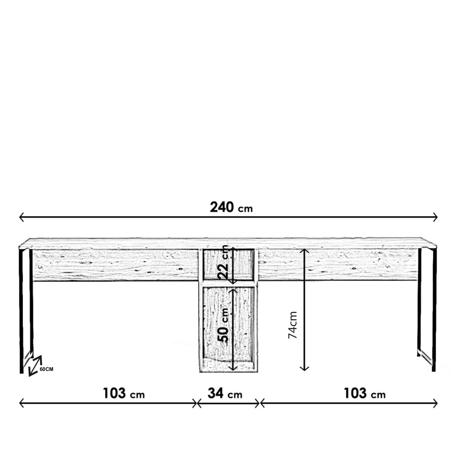 Ikili Calisma Masasi L196 in Eiche präsentiert im Onlineshop von KAQTU Design AG. Schreibtisch ist von Hanah Home