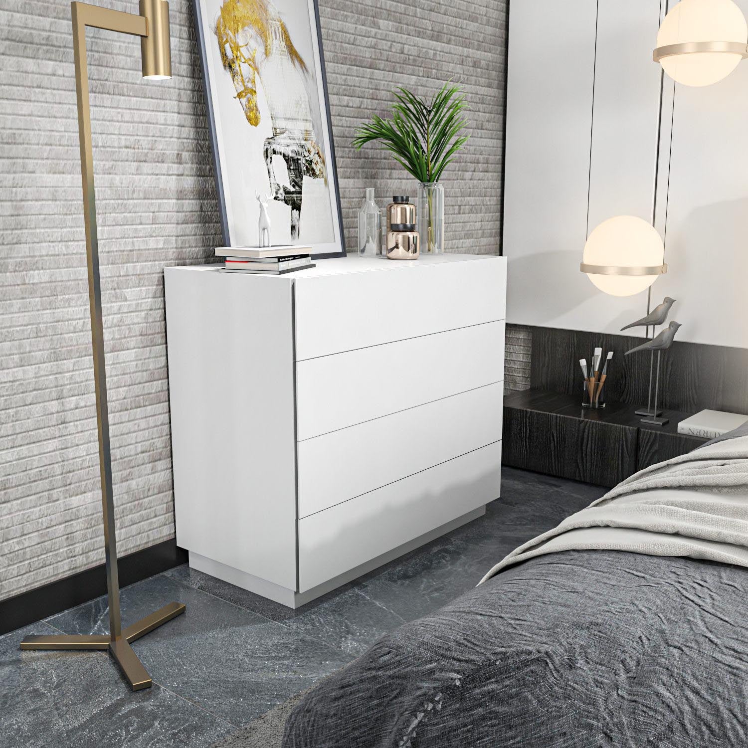 Lines - White in Weiss präsentiert im Onlineshop von KAQTU Design AG. Kommode ist von Hanah Home