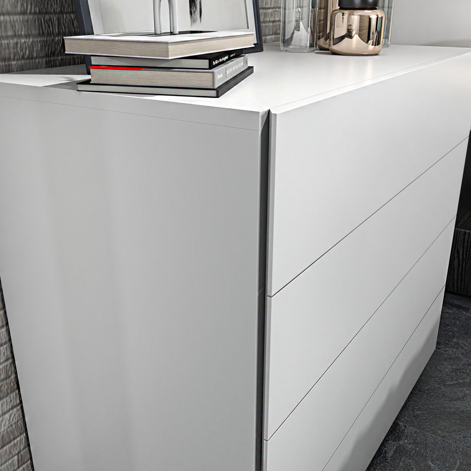 Lines - White in Weiss präsentiert im Onlineshop von KAQTU Design AG. Kommode ist von Hanah Home