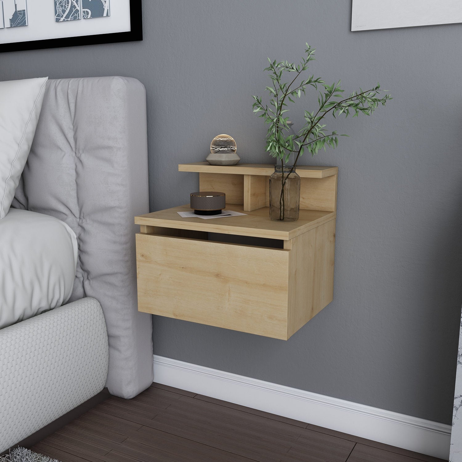 Alice - Oak in Eiche präsentiert im Onlineshop von KAQTU Design AG. Nachttisch ist von Hanah Home