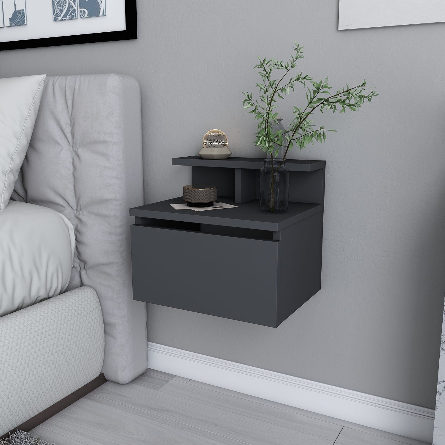 Alice - Anthracite in Anthrazit präsentiert im Onlineshop von KAQTU Design AG. Nachttisch ist von Hanah Home