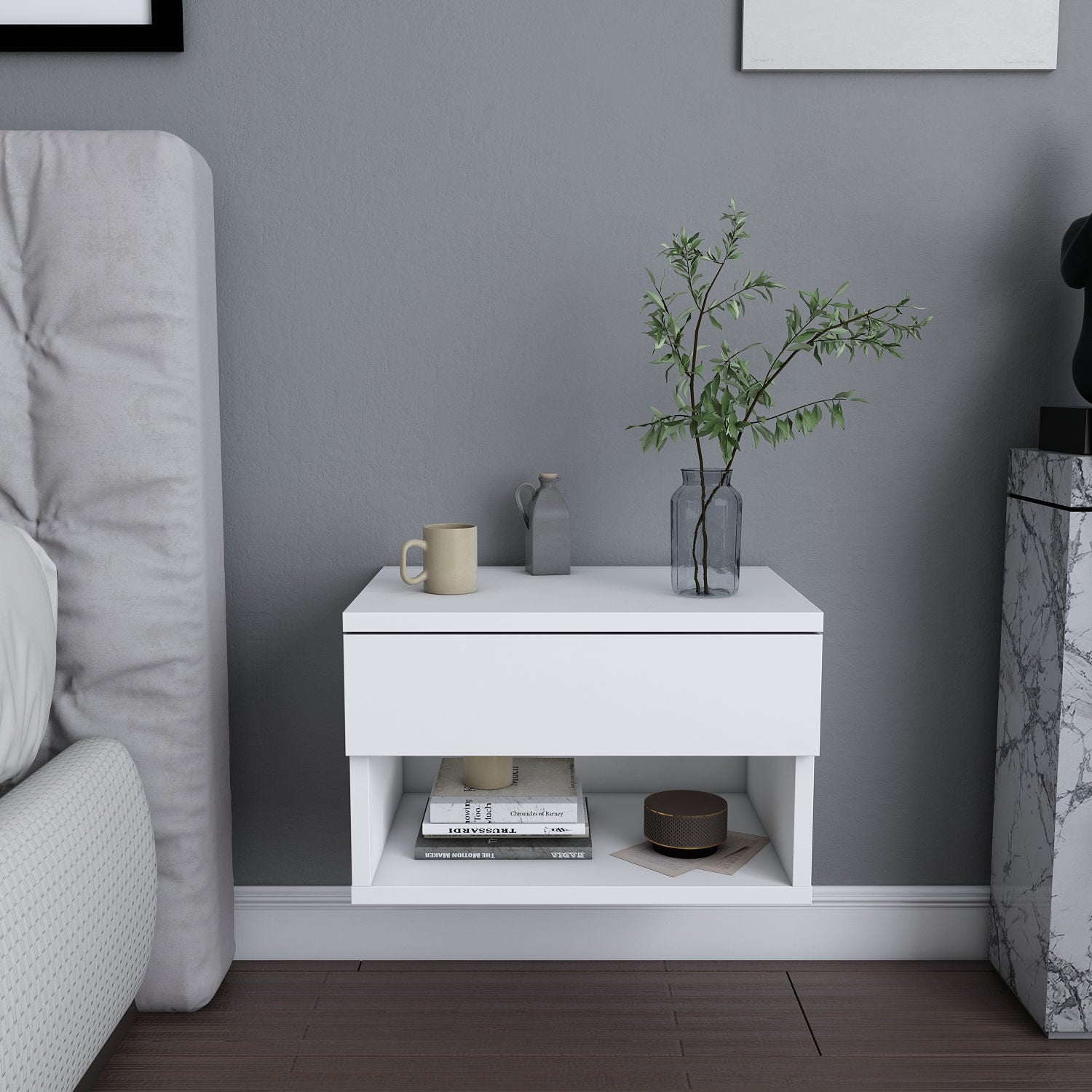 Jamot - White in Weiss präsentiert im Onlineshop von KAQTU Design AG. Nachttisch ist von Hanah Home
