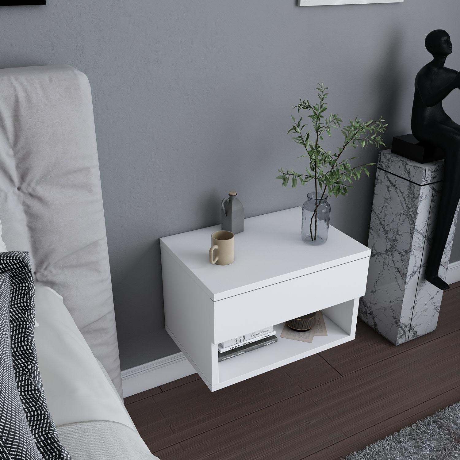 Jamot - White in Weiss präsentiert im Onlineshop von KAQTU Design AG. Nachttisch ist von Hanah Home